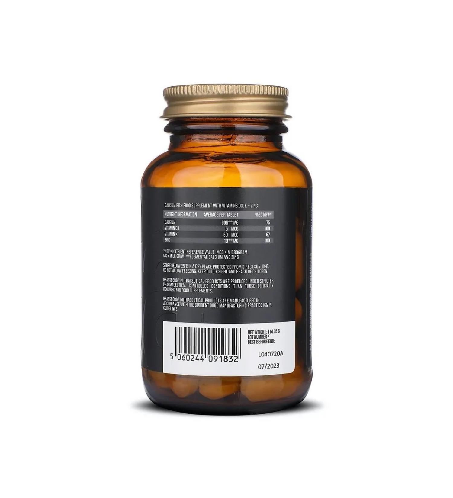 Grassberg Calcium 600 + D3 + Zn + Vitamin K tablets weighing 1 ...