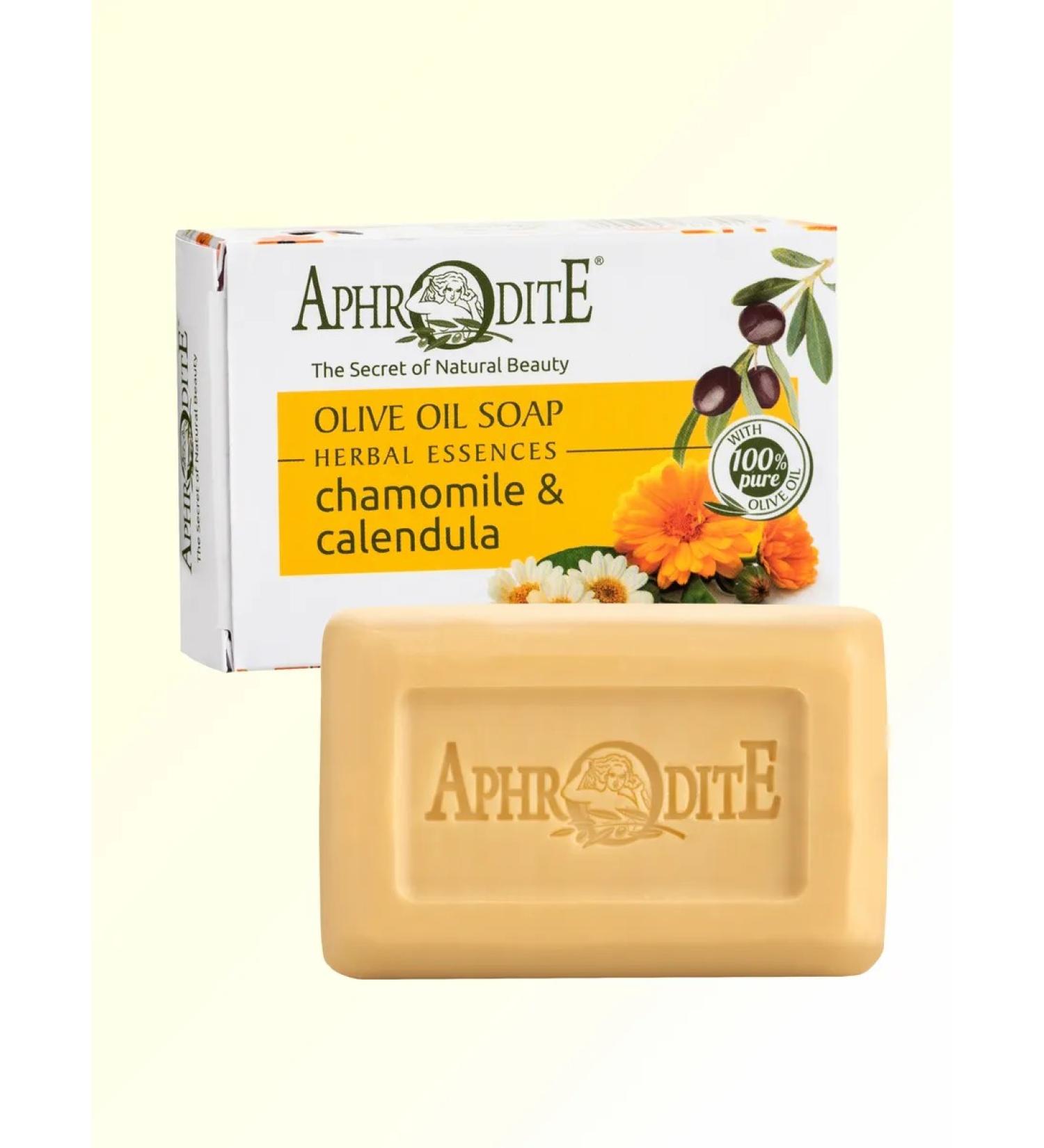 Aphrodite Natural olive soap with chamomile and calendula 100 g - Buy Online on GoSupps.com