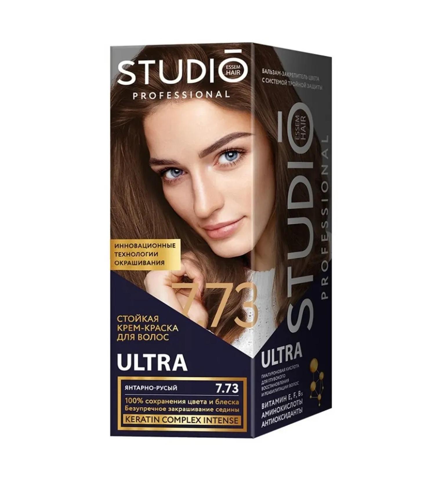 Studio Professional Hair Cream Ultra Tone 7.73 Amber Black 115 ml