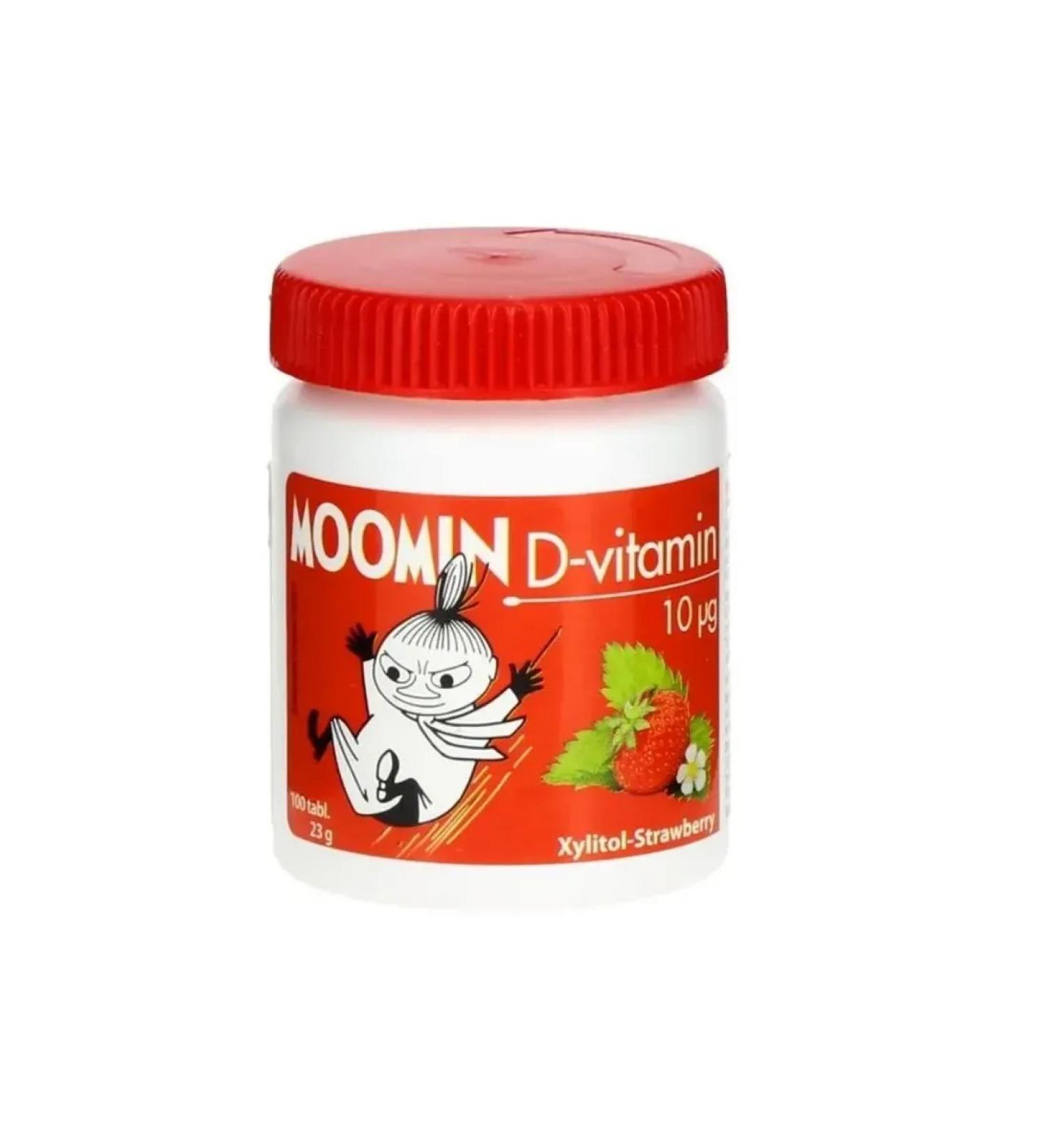 Vitamin D3 MOOMIN for children with a taste of strawberries with xylitol 10 ...
