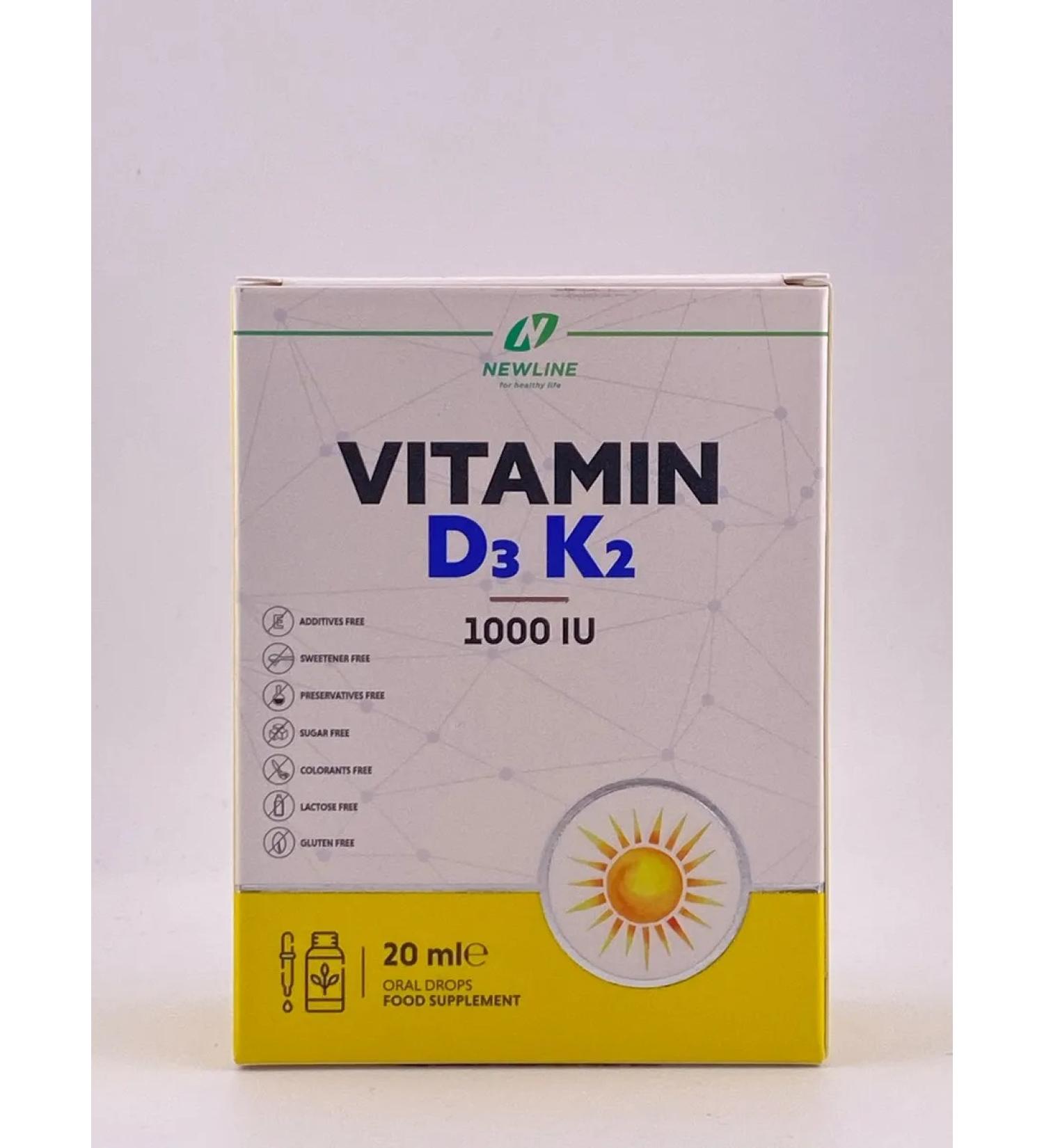 Gairbekstore Vitamin D3 K2 NewLine 1000 IU 20 ml - Buy Online on GoSupps.com
