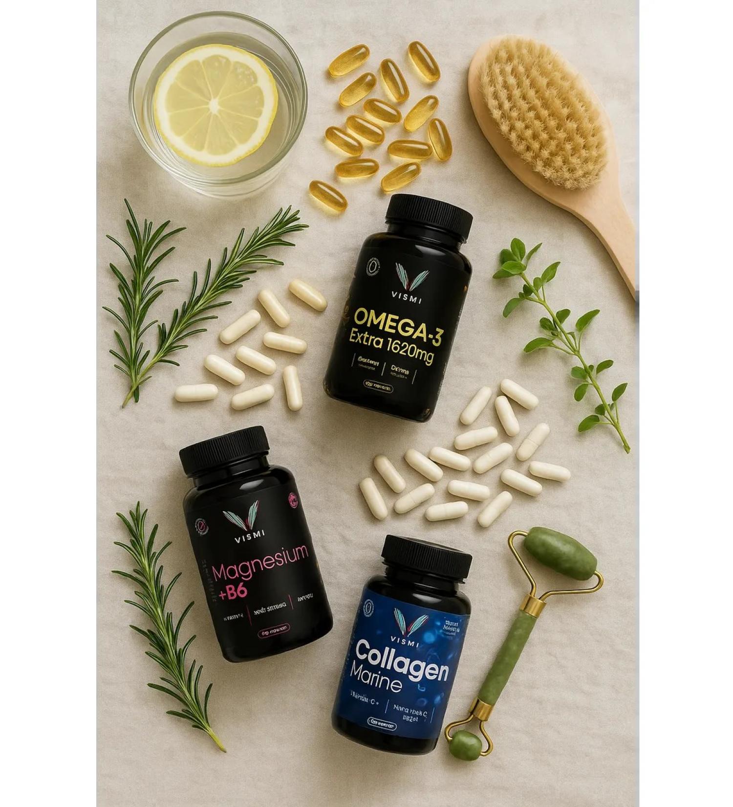 Vismi Omega-3 extra + magnesium citrate with B6 + sea collagen beauty - Buy Online on GoSupps.com