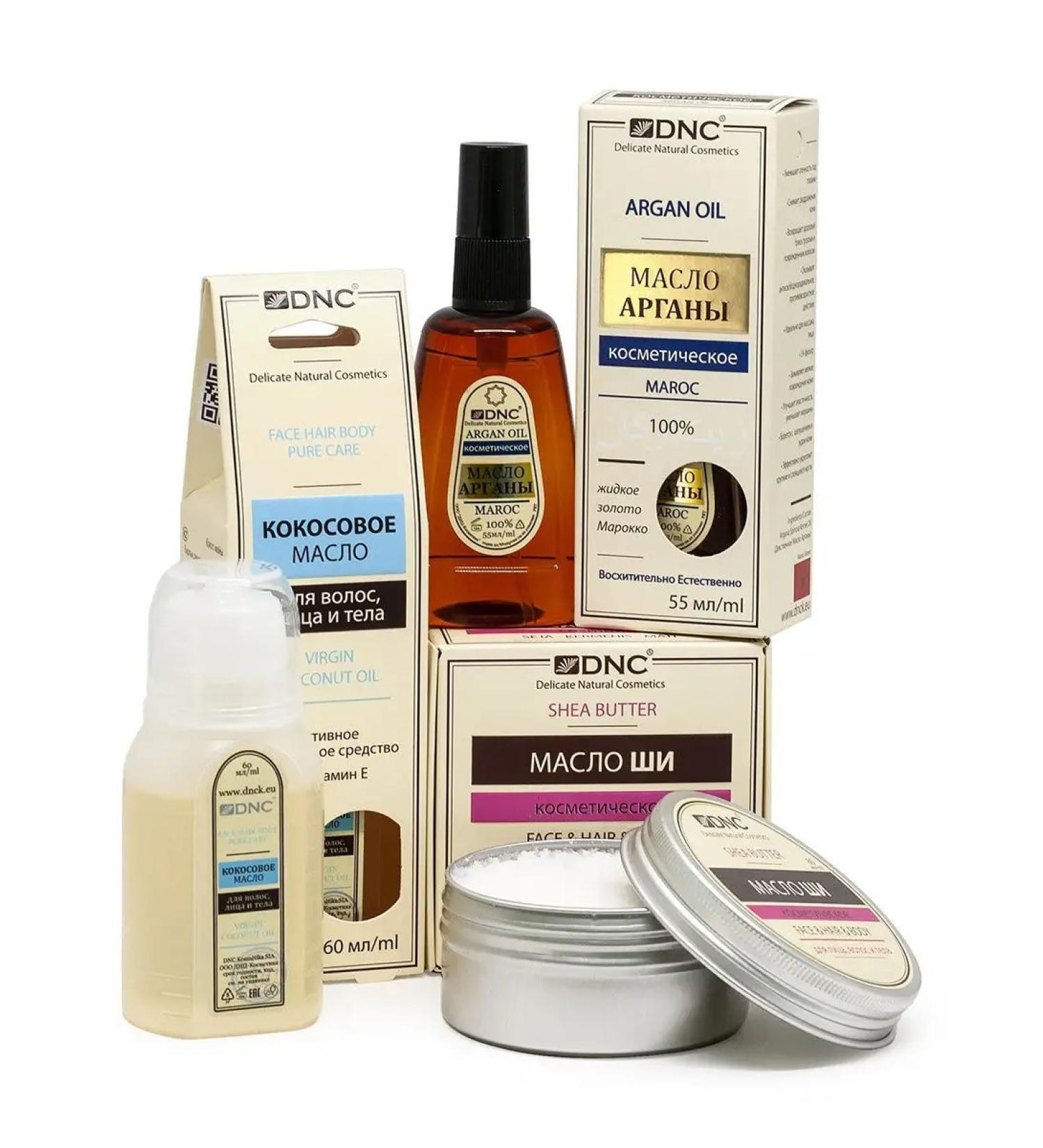 DNC Set of cosmetic oils: Argan Shea Coconut (55 ml 80 ml 60 ml) - Buy Online on GoSupps.com