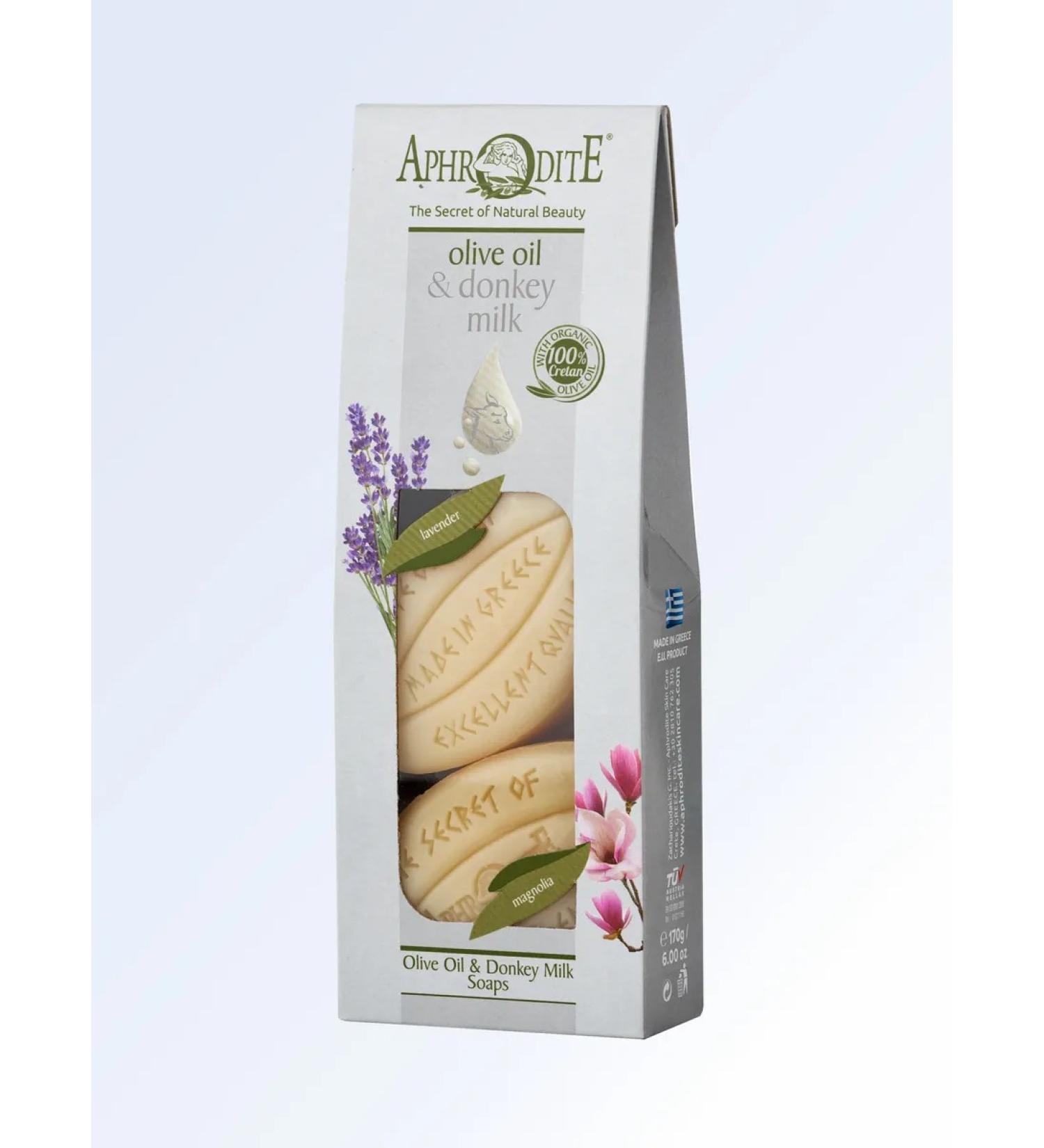 Aphrodite Natural soap with milk of donkeys of magnolia and lavender 170 g - Buy Online on GoSupps.com