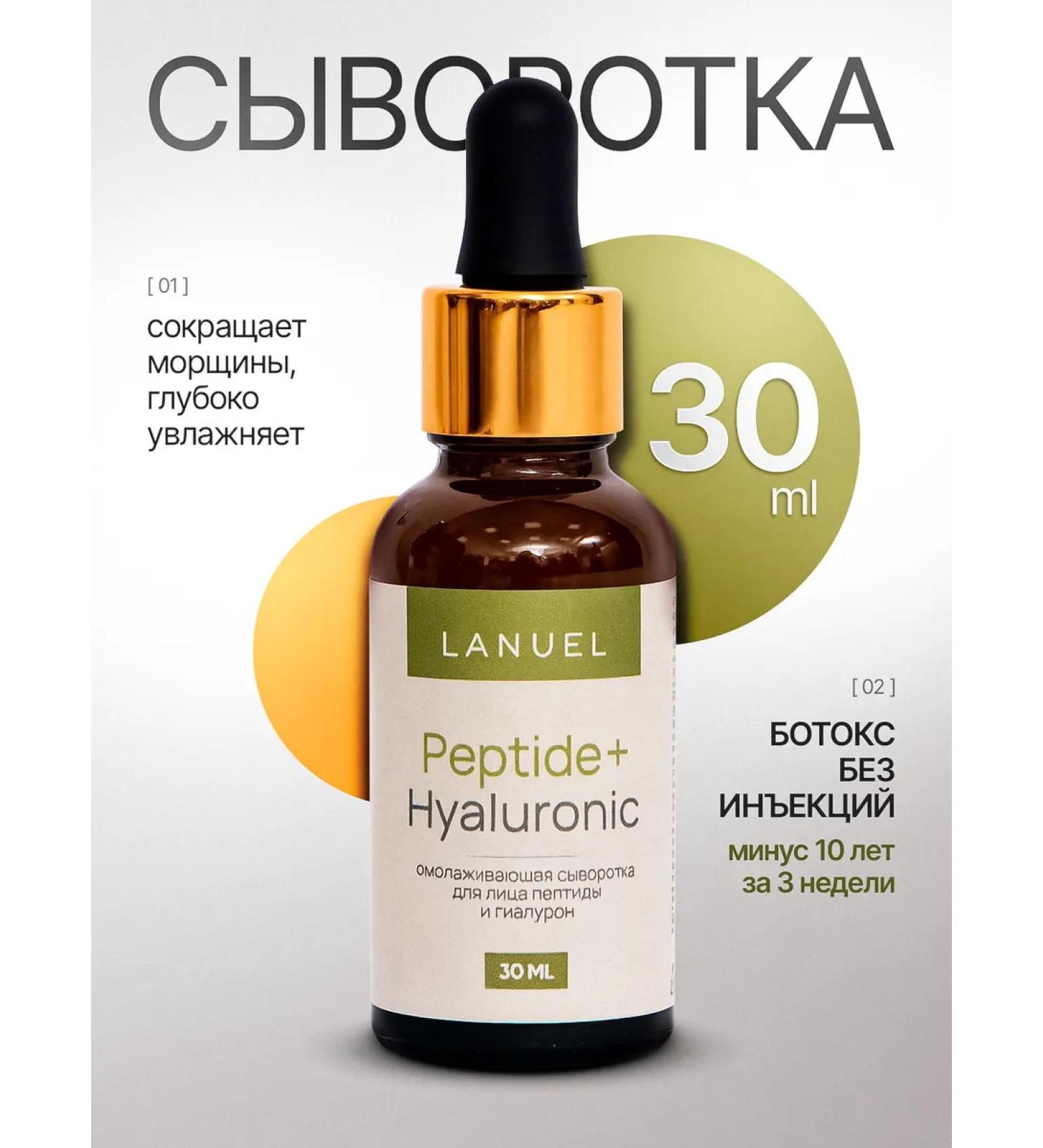 Lanuel Serum anti -aging with hyaluronic acid and peptides - Buy Online on GoSupps.com