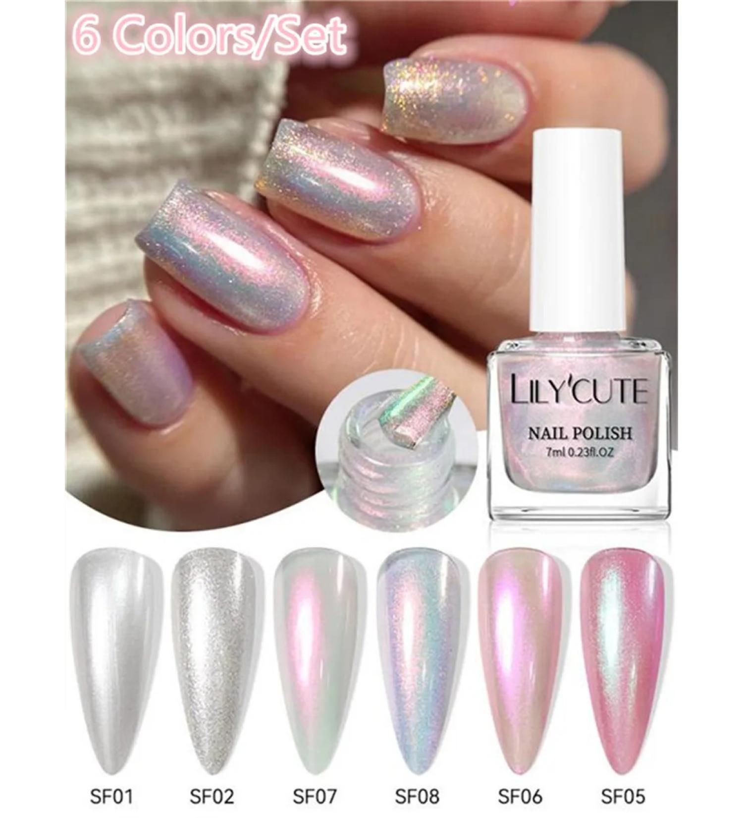 LILY'CUTE 7ml glass bottles with pearl effect set of 6 colors no need UV lamp - Buy Online on GoSupps.com