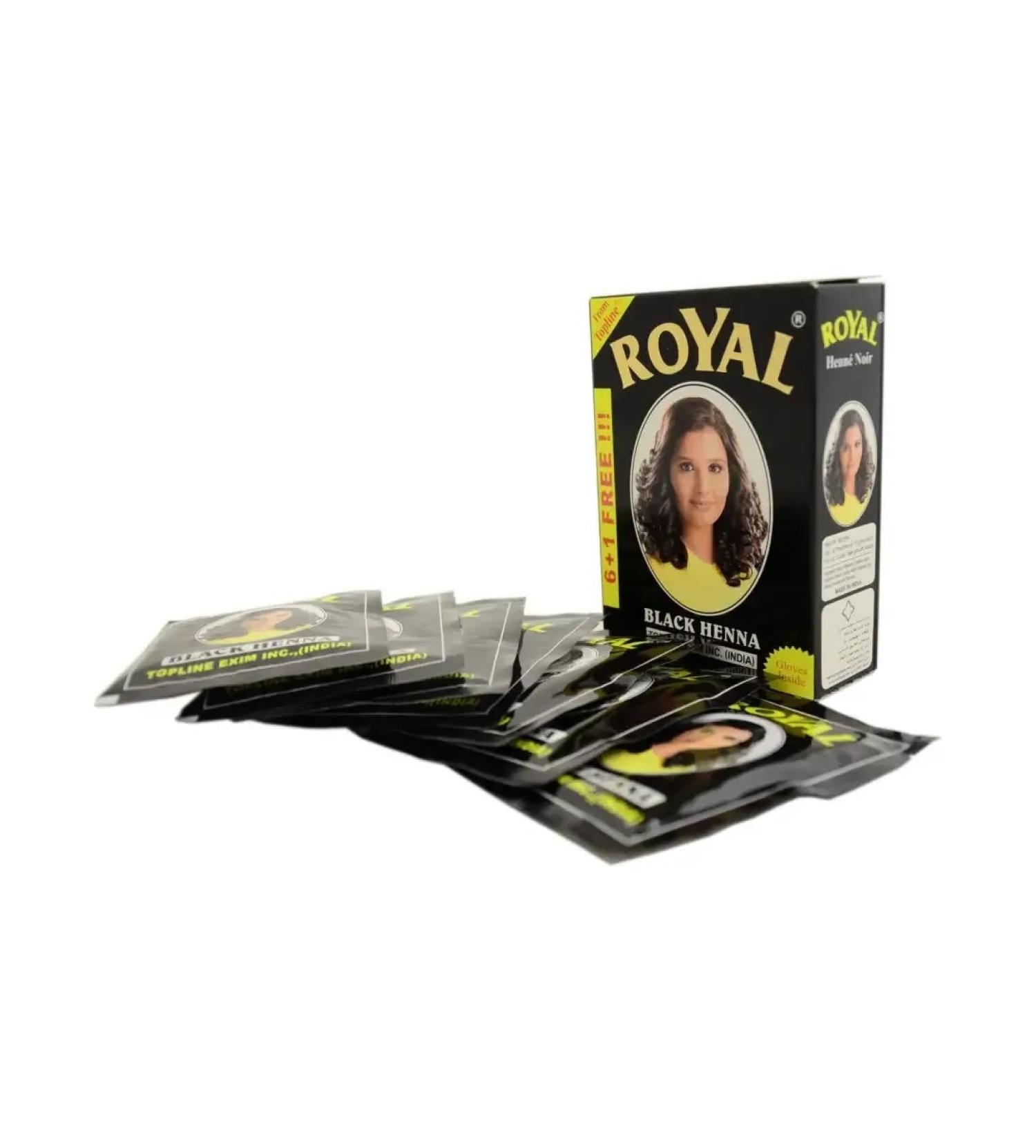 Royal Henna Hnna "Royal" Black (Black) in a box of 7 bags of 10 grams - Buy Online on GoSupps.com