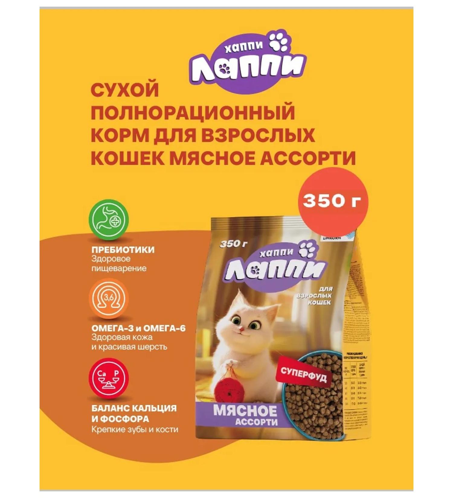 Happy Lappy Dry food for cats meat assorted 0.35 kg - Buy Online on GoSupps.com