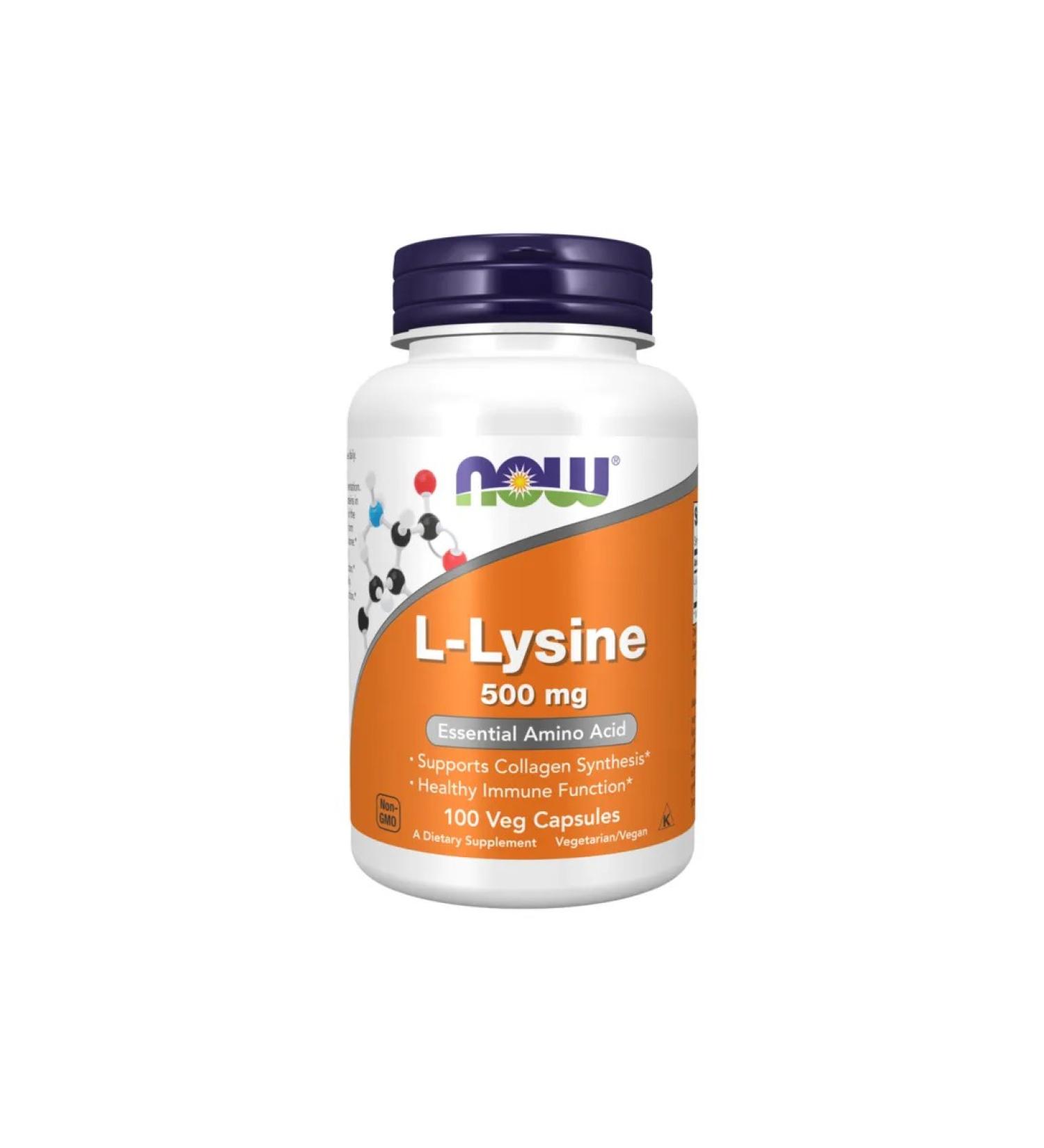 Scheme amino acid lezin now l-lysine 500 mg 100 capsules