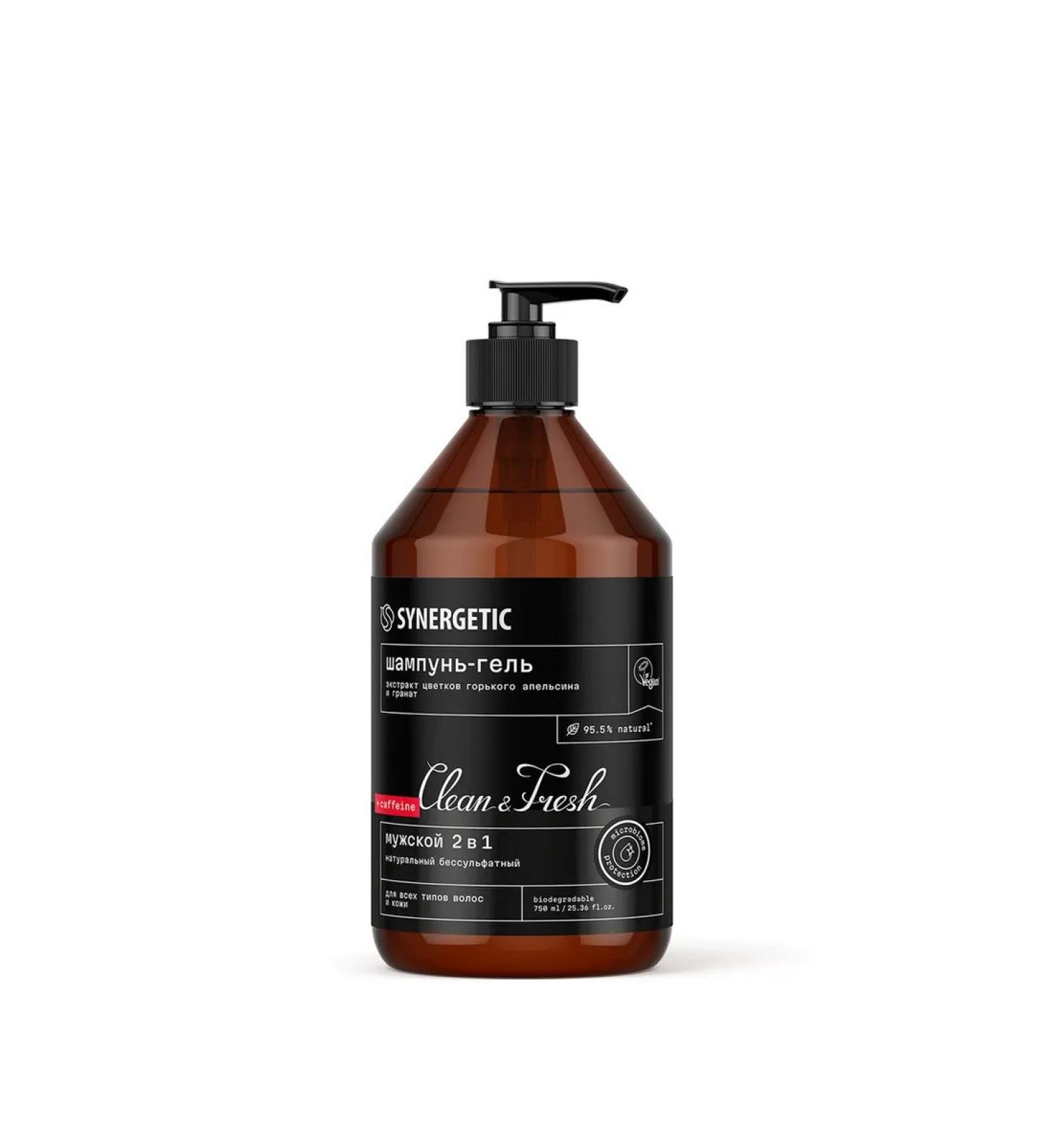 SYNERGETIC Shampoo-gel shower male 2 in 1 750 ml - Buy Online on GoSupps.com