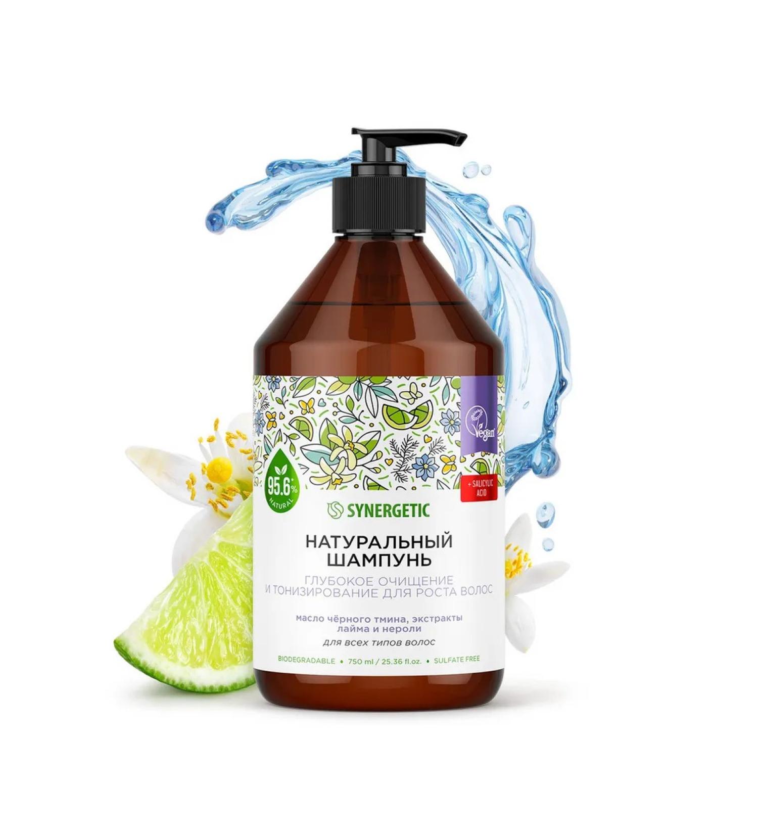 SYNERGETIC Shampoo "Deep cleansing and tonic" 750 ml - Buy Online on GoSupps.com