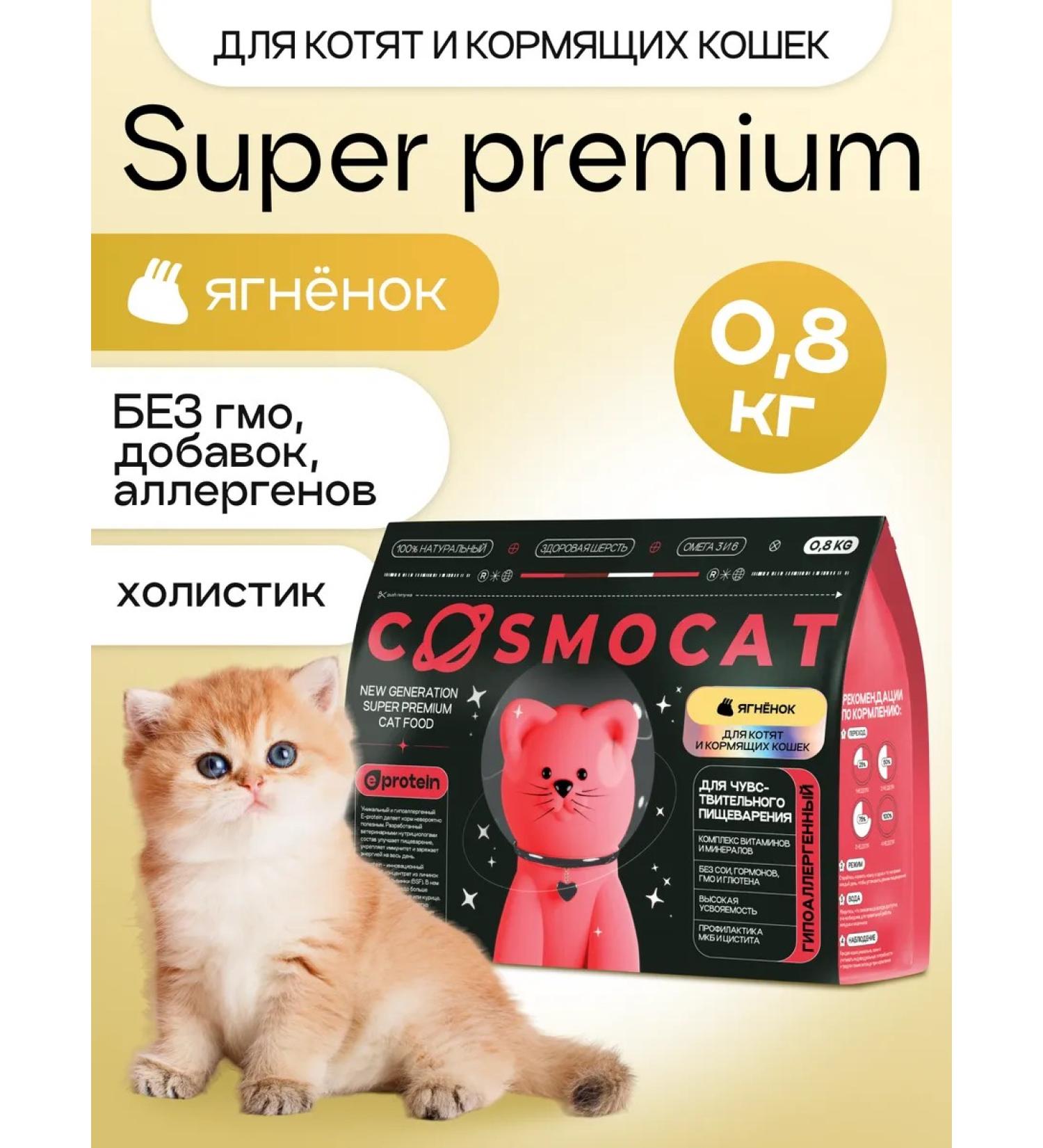 Cosmocat Kittens for kittens dry super premium with lamb 0.8 kg - Buy Online on GoSupps.com