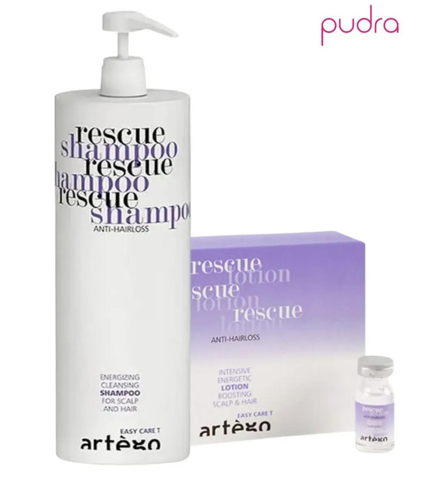 Artego Anti-hair loss set: Rescue shampoo and lotion 1000 ml + 10*8 ml