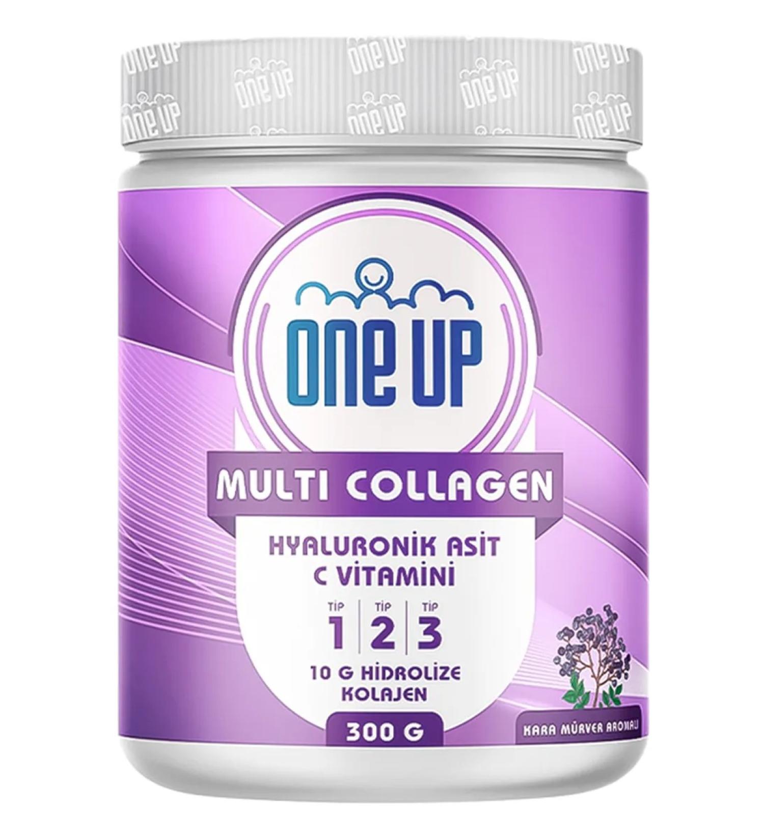 One Up Multi Collagen with Hyaluronic Acid and Vitamin C 300g Powder Black Elderberry Flavor T rkiye - Buy Online on GoSupps.com