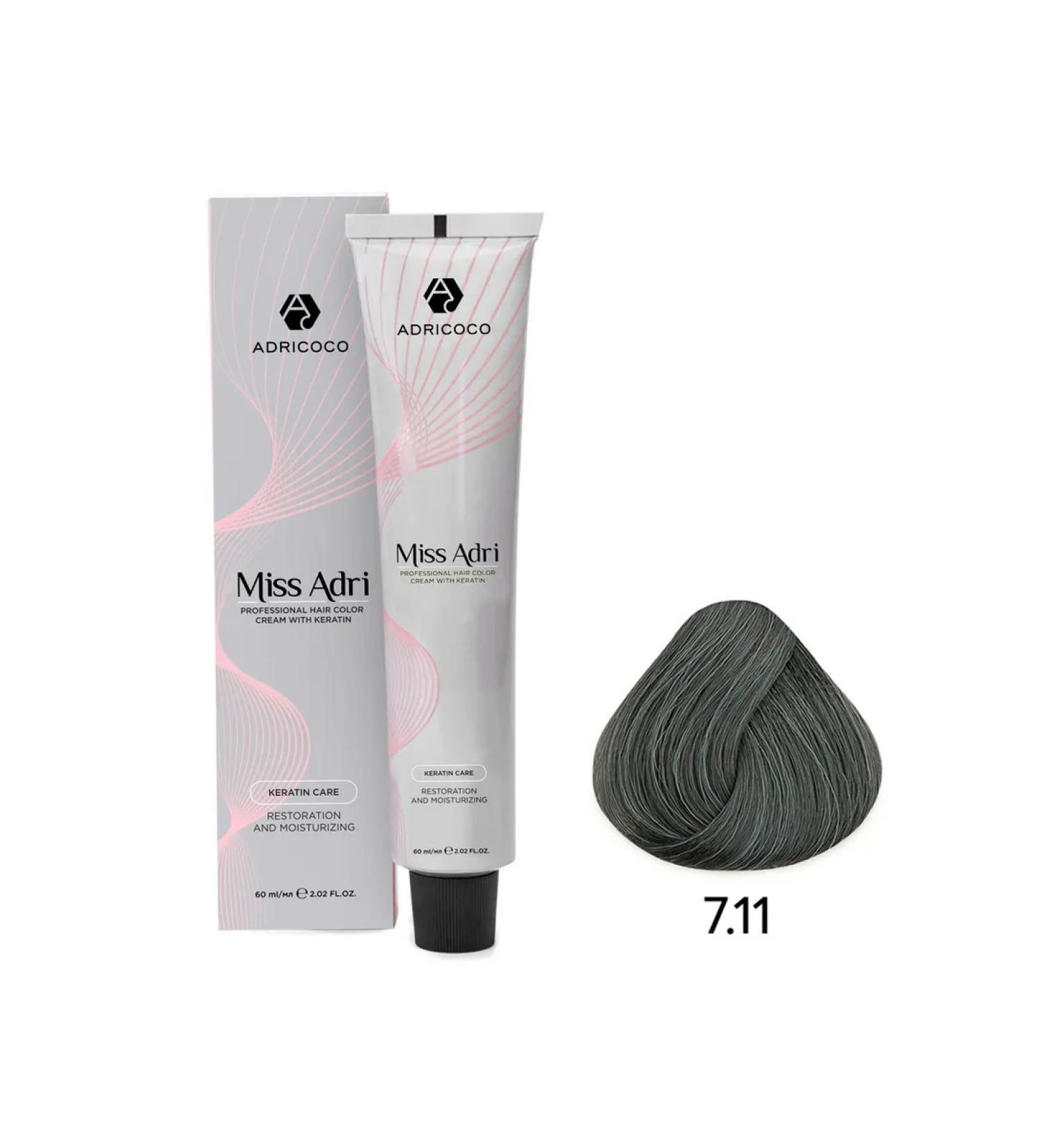 ADRICOCO Hair color cream 7.11 Blond intense ash 60 ml - Buy Online on GoSupps.com
