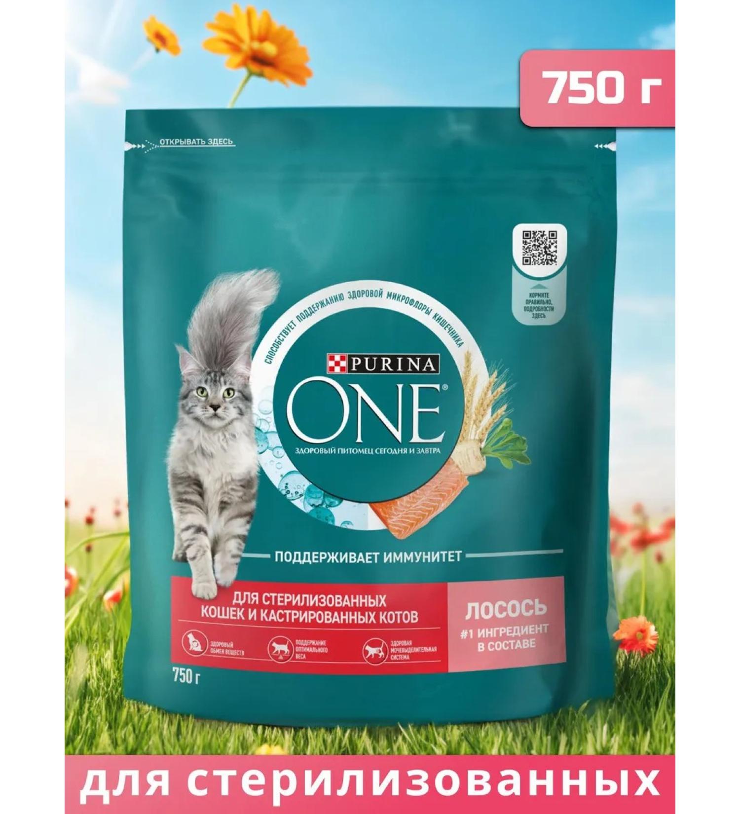 PURINA ONE Dry food for sterilized cats with salmon 750 g - Buy Online on GoSupps.com