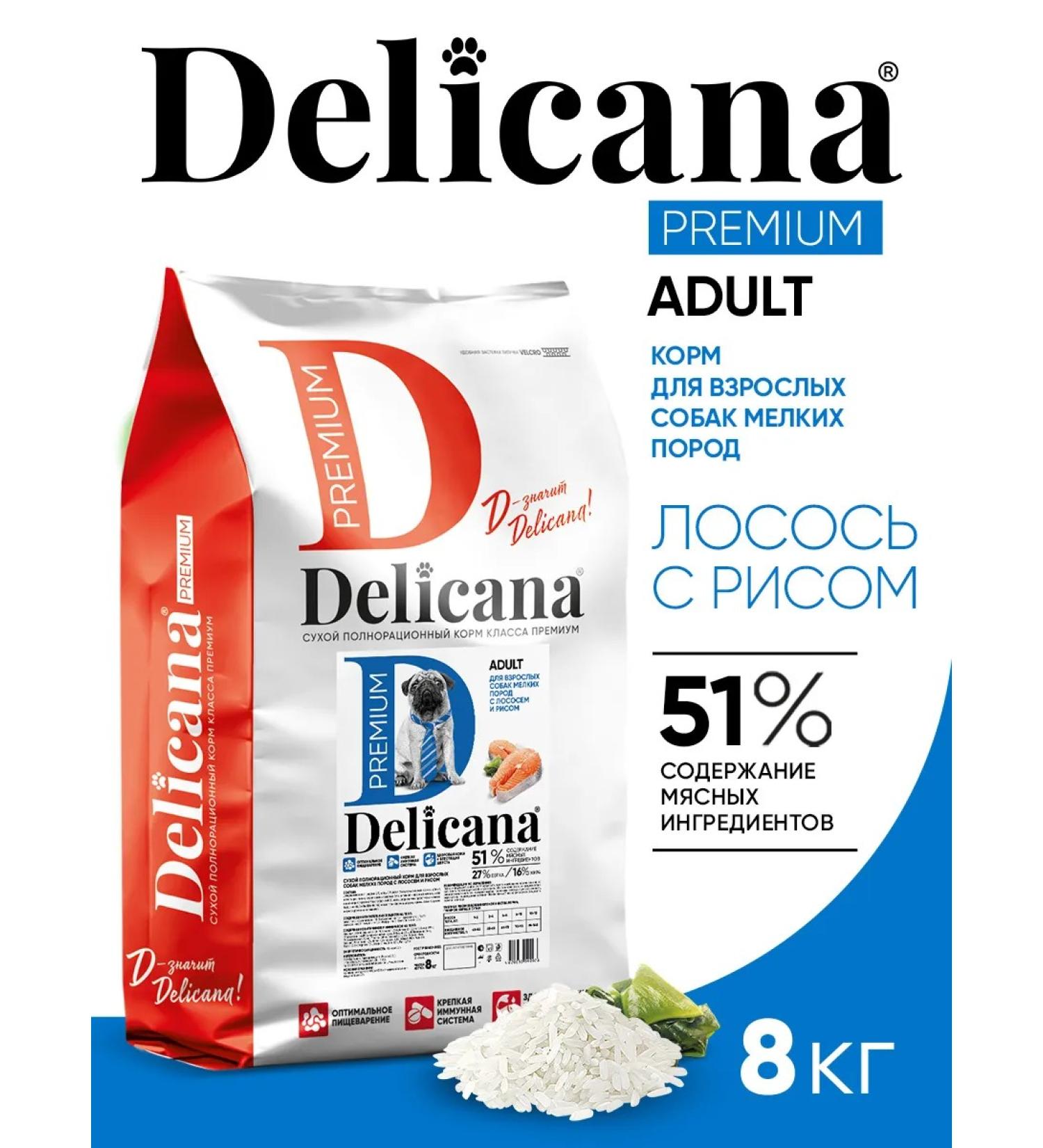 Delicana Dry feed for dogs of small breeds salmon with rice 8 kg - Buy Online on GoSupps.com