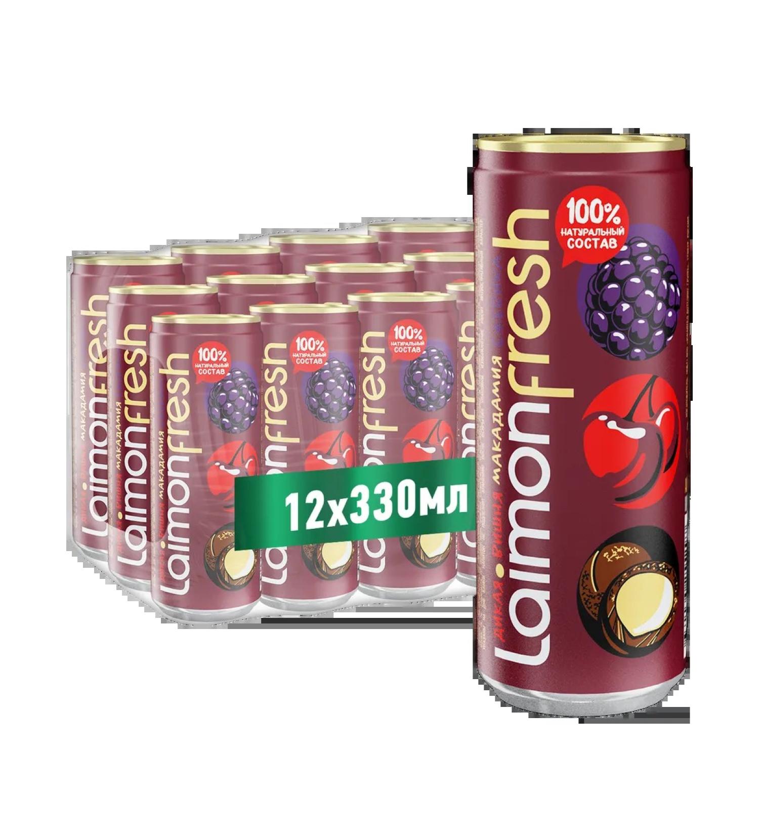 Laimon Lemonad Fresh Vishnya-Yegevika-Makadamia 0.33l. x 12 pcs - Buy Online on GoSupps.com