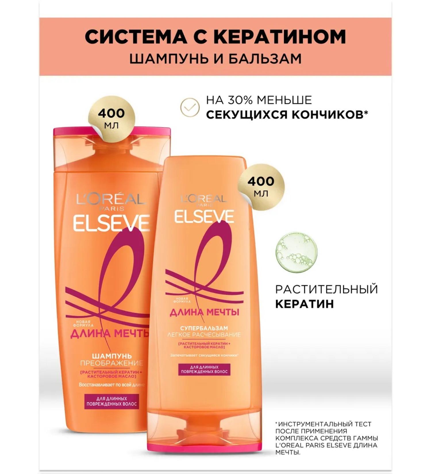L'Oreal Paris ELSEVE Dream Length Set: Shampoo 400 ml + Super Conditioner 400 ml - Buy Online on GoSupps.com