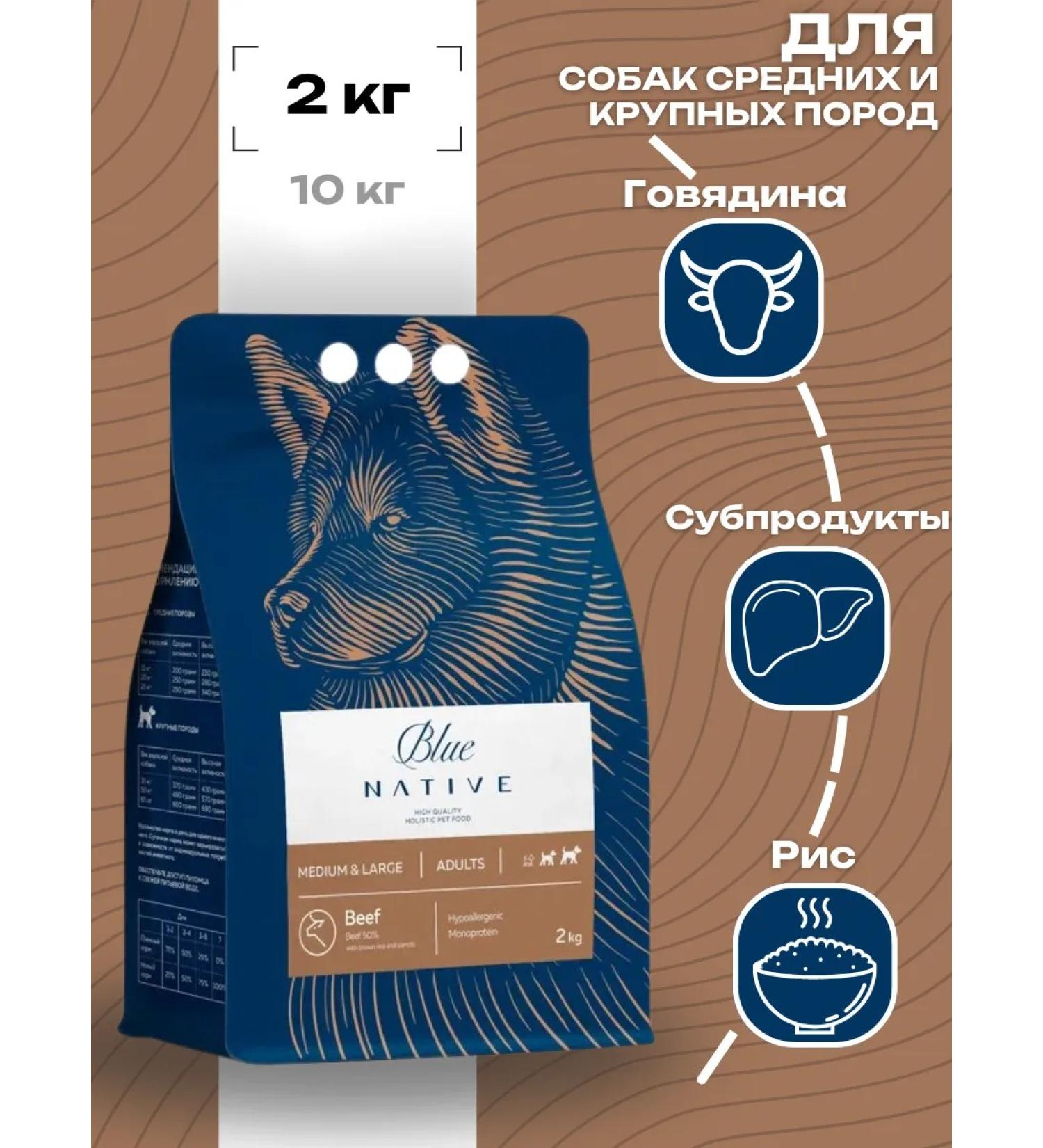 Blue Native Dry food for dogs of medium and large breeds with beef 2kg