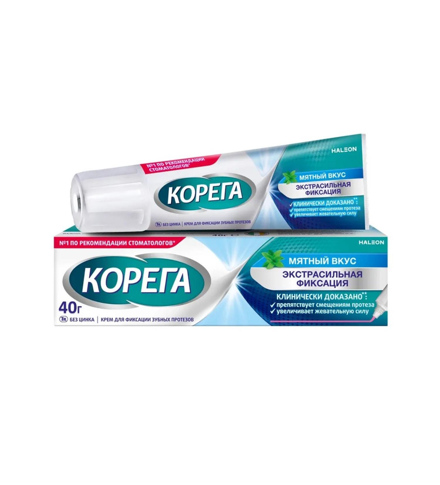 Korega Cream for fixing dentures mint taste 40 g - Buy Online on GoSupps.com