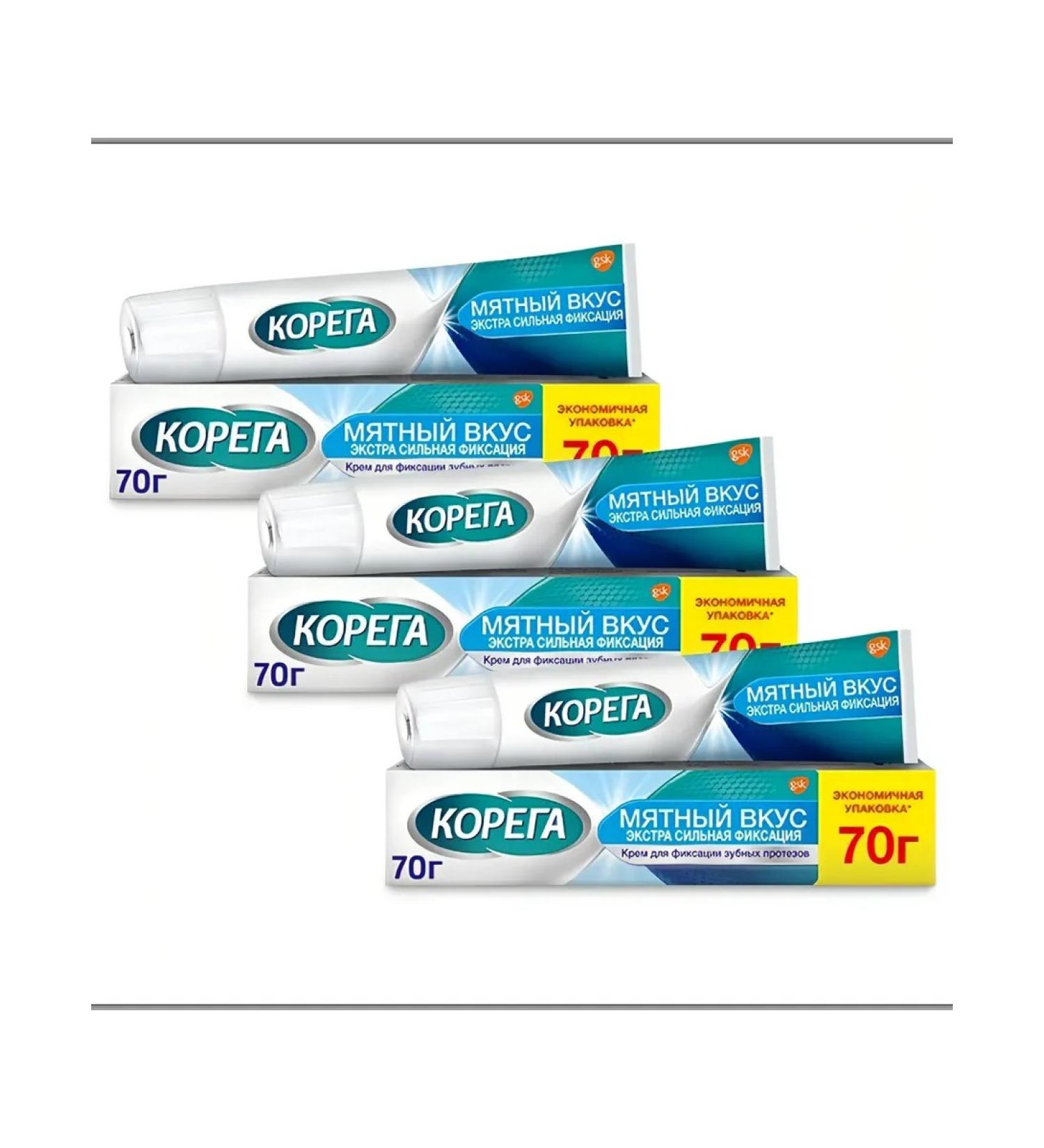 Korega Cream for fixing dentures mint taste 70g 3 pcs