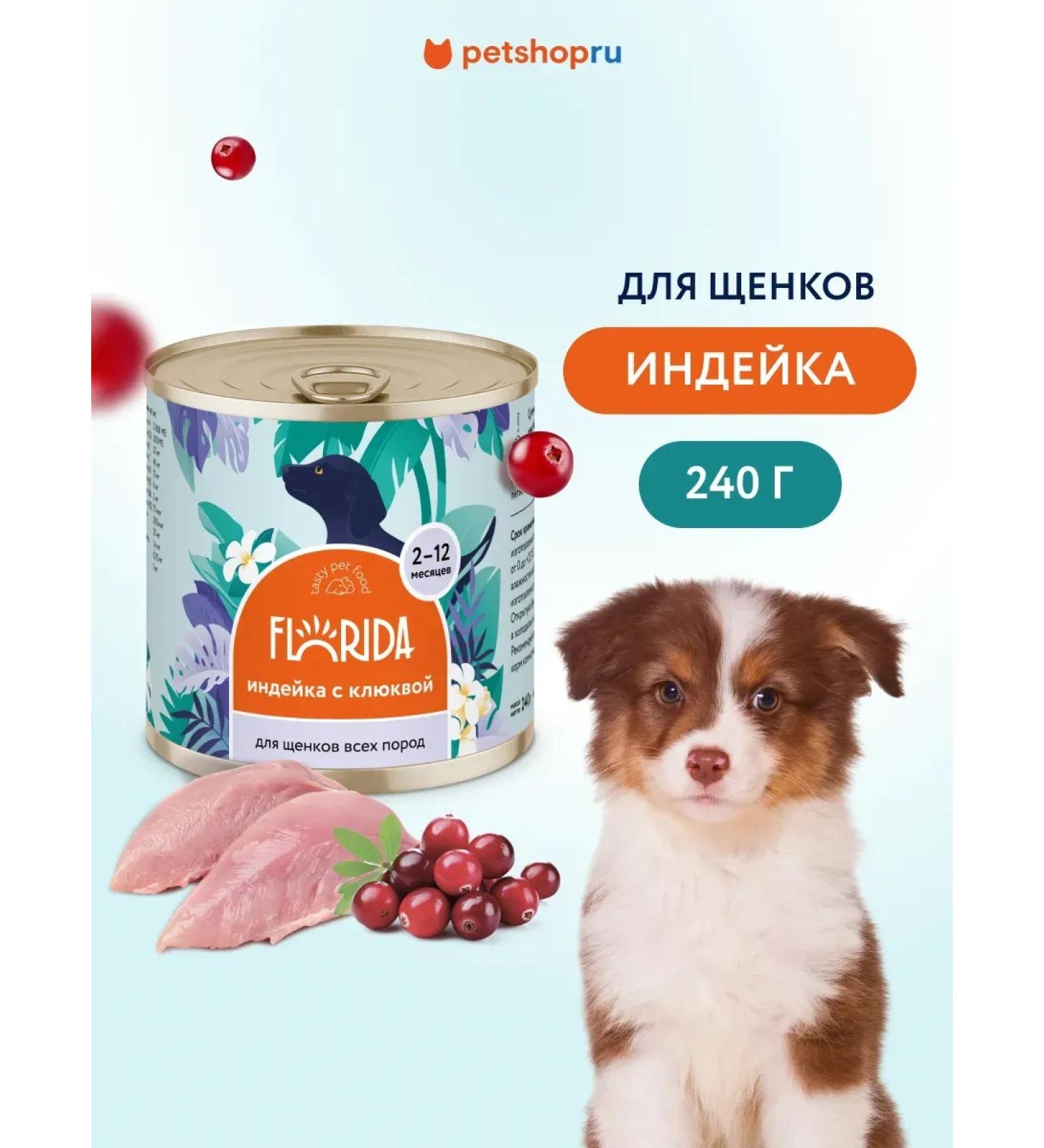 Florida canned goods for puppies turkey with cranberries 240 gr - Buy Online on GoSupps.com