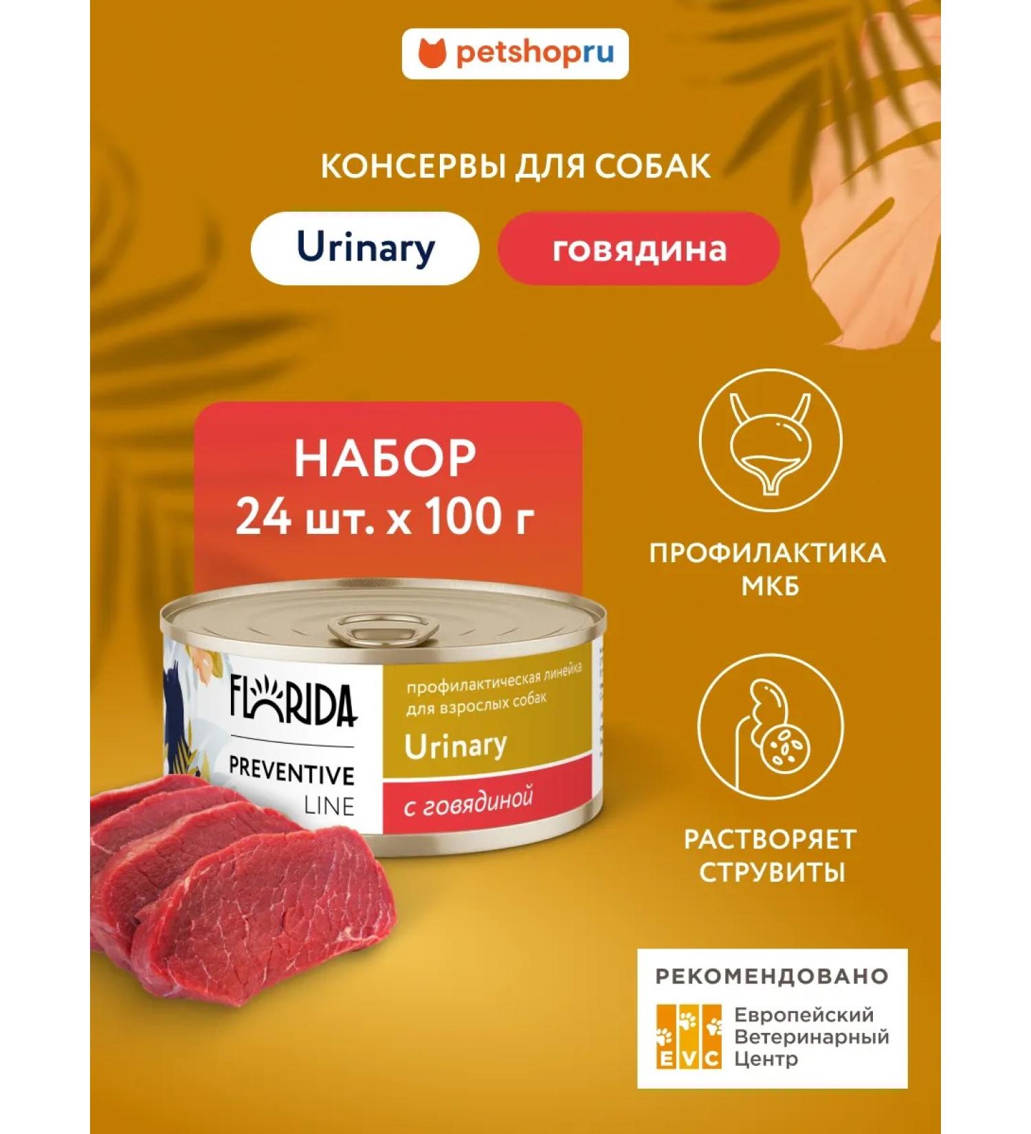 Florida Urinary canned dogs with beef 24x100g - Buy Online on GoSupps.com