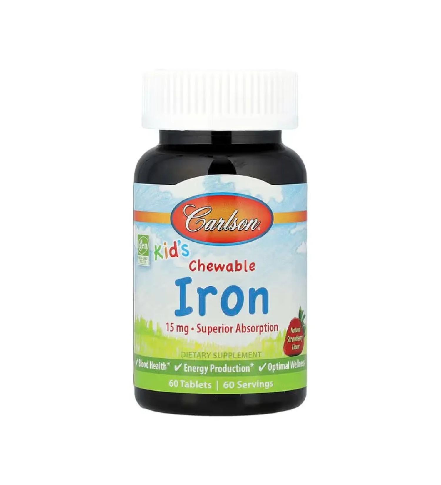 Carlson Labs Children's chewing tablets with iron 15 mg 60 tab
