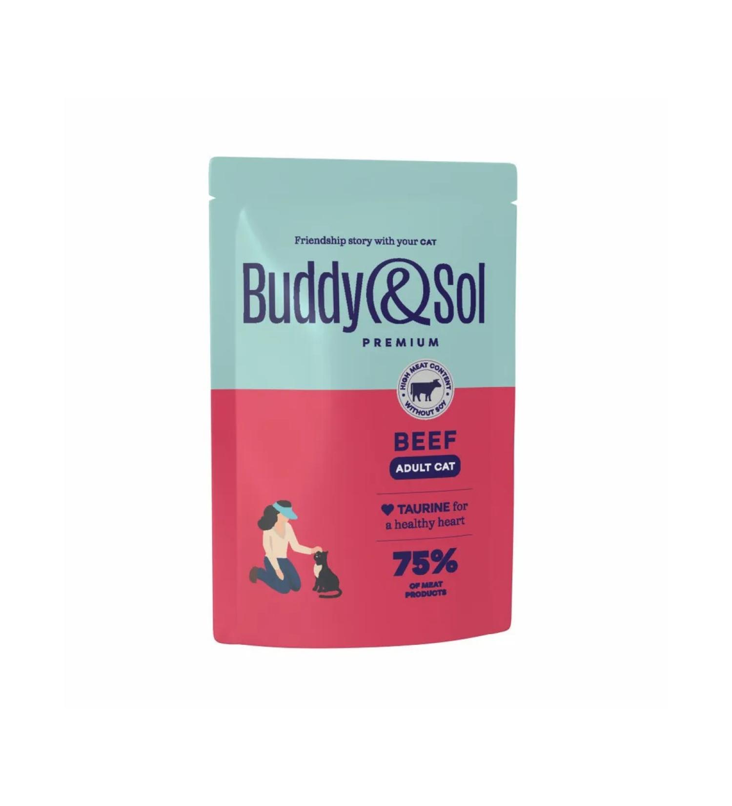 Buddy&Sol Wet food for cats with veal in the sauce - 14 pcs x 85 g