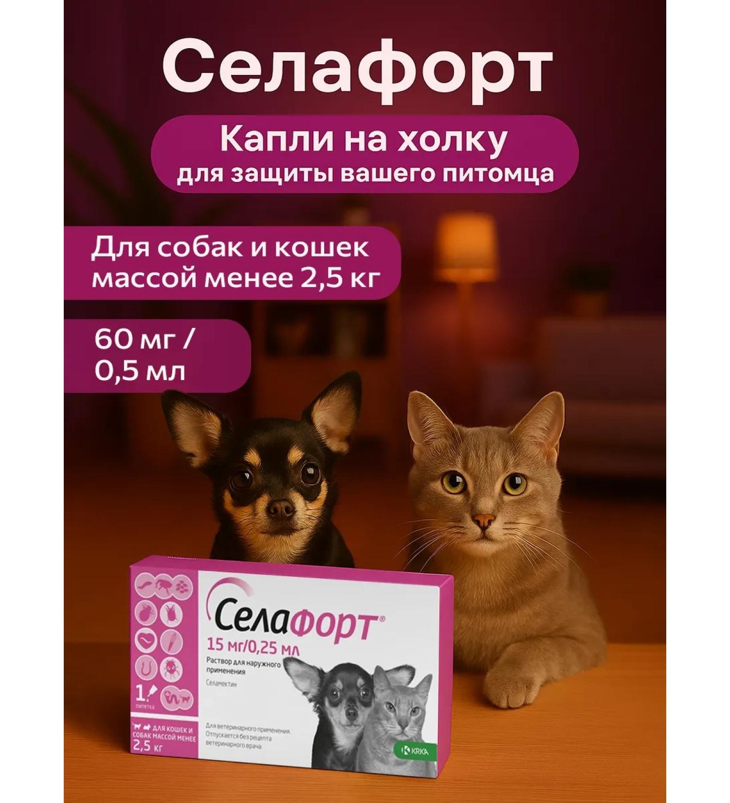 KRKA Selafort is a flea and tick treatment for dogs and cats weighing less than 2.5  - Buy Online on GoSupps.com