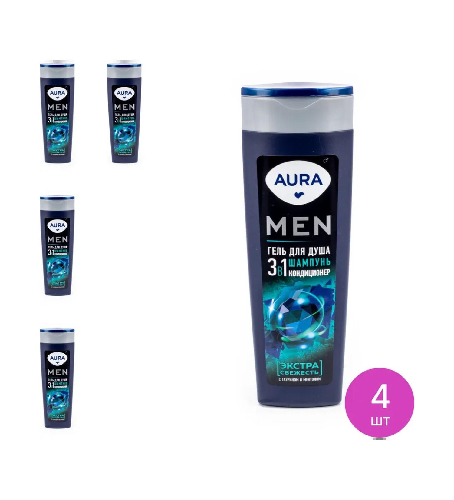 Aura Soul gel male extra freshness with taurin 380ml 4 pcs - Buy Online on GoSupps.com