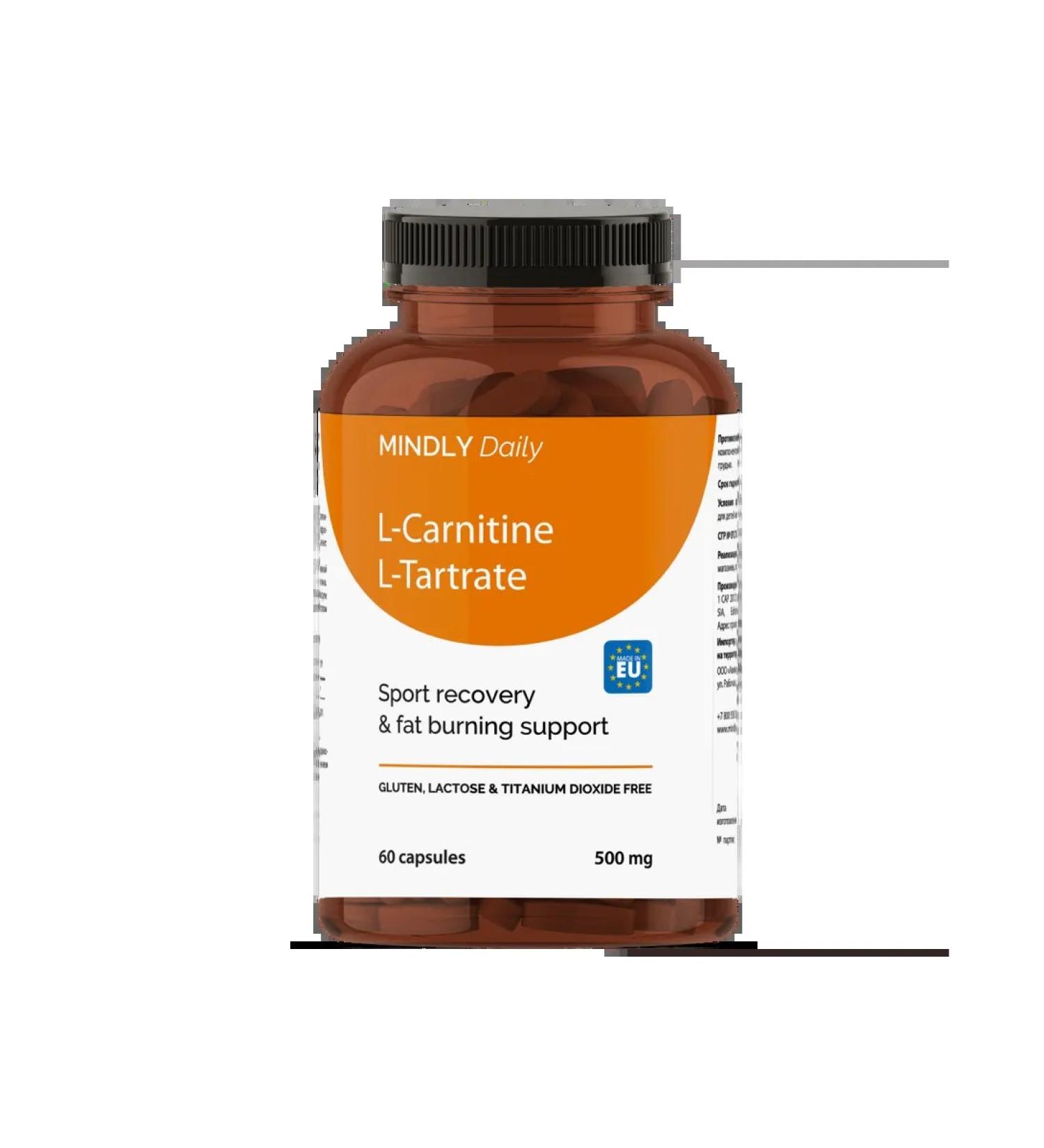 Mindly Daily L-carnitine L-Carnitine L-Tartrate Cap ... - Buy Online on GoSupps.com