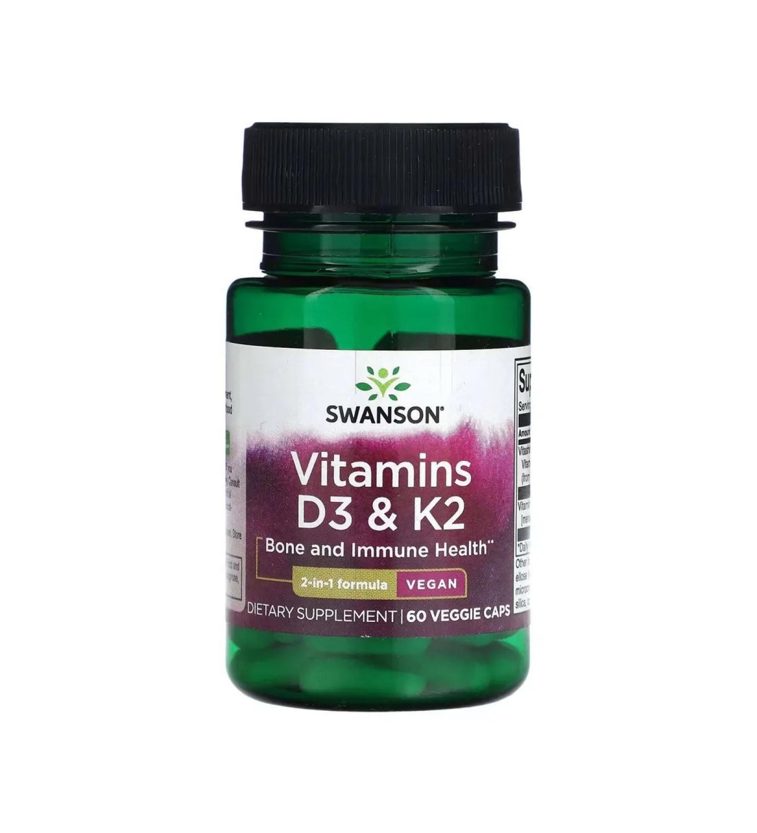 Swanson Vitamins D3 and K2 60 plant capsules