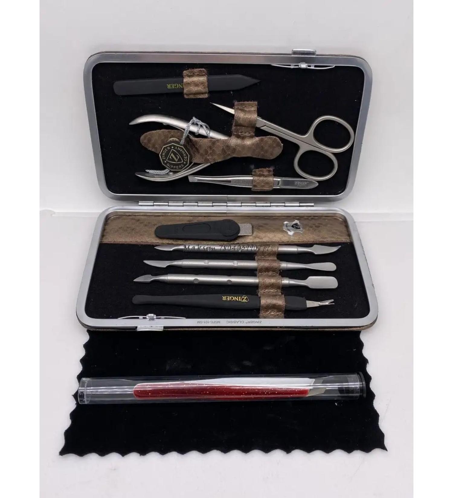 ZINGER Manicure set of rectangular shapes of 9 objects matte