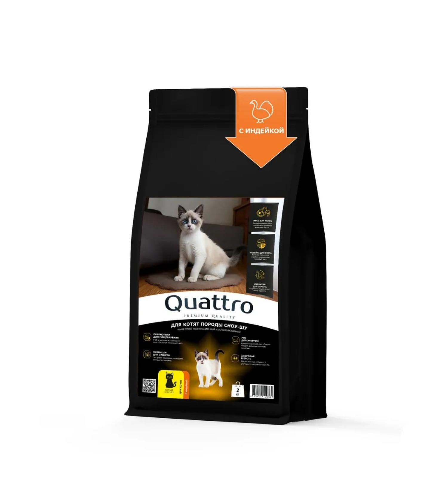 QUATTRO Feed for kittens of the Snow-shu rocks with turkey 2 kg - Buy Online on GoSupps.com