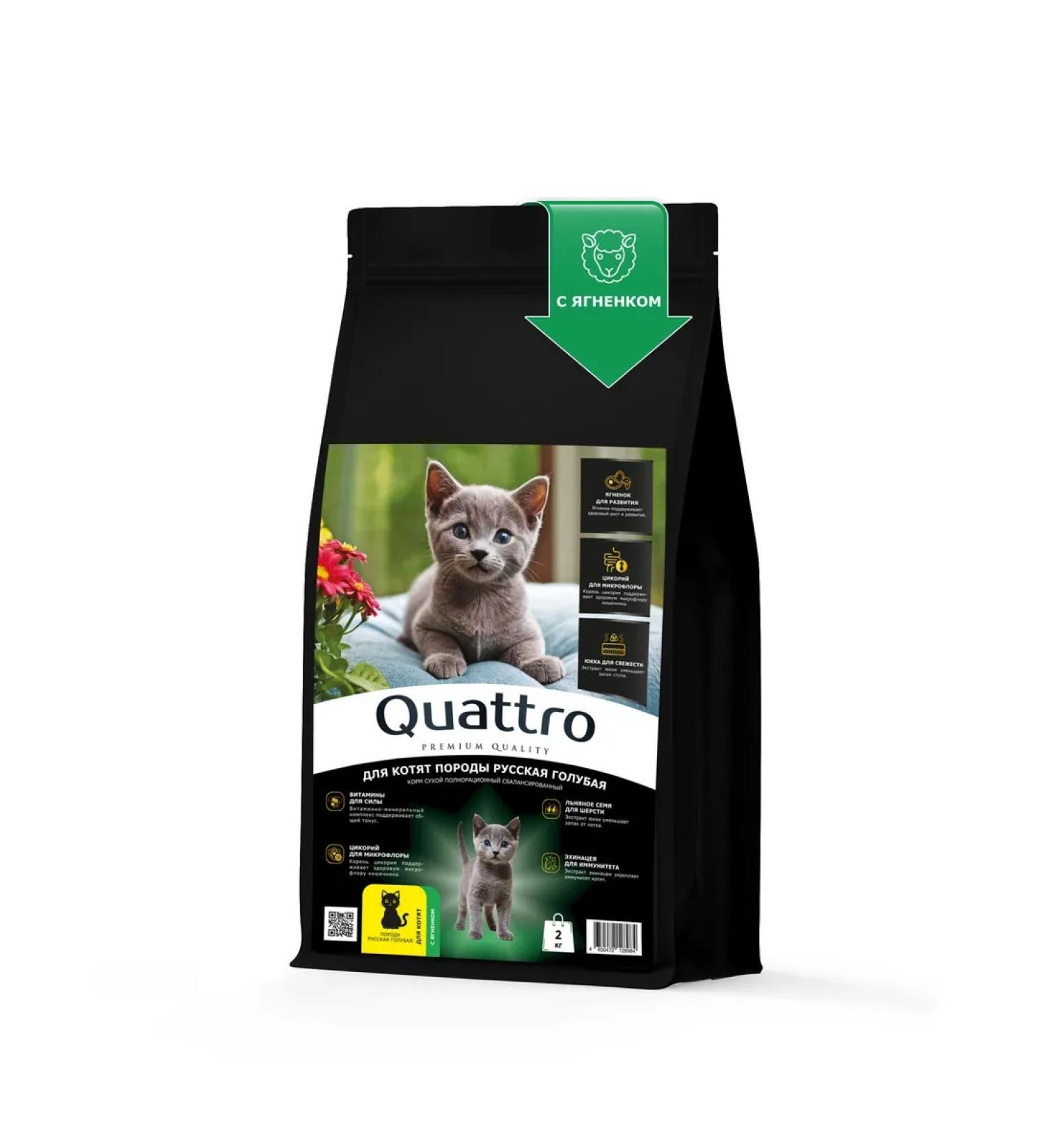 QUATTRO Feed for kittens Russian Blue with lamb 2 kg - Buy Online on GoSupps.com
