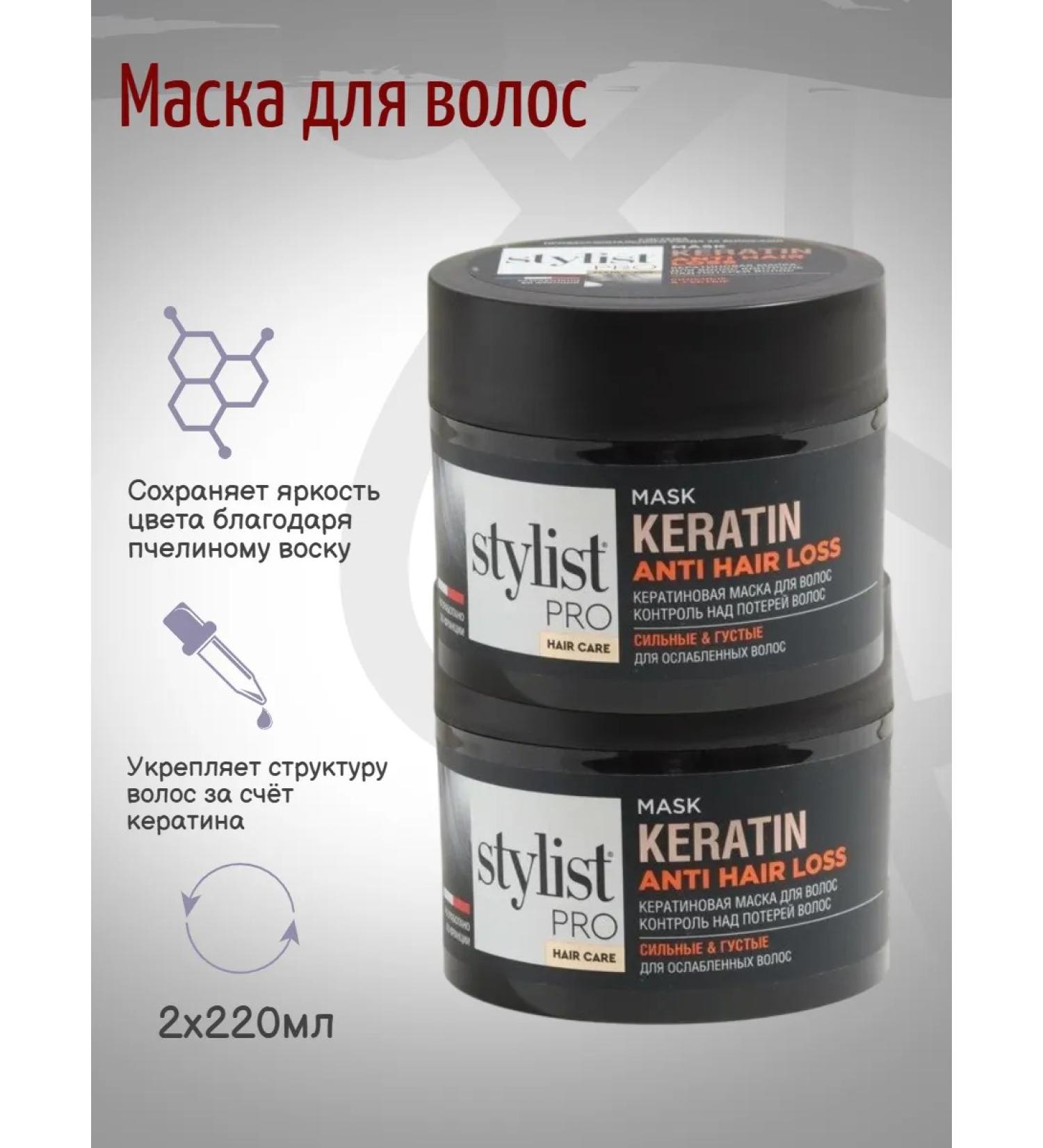 STYLIST PRO Keratin Hair Mask for Hair Loss Control 220ml (2 pcs.)