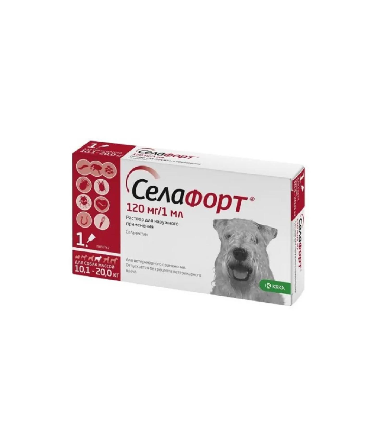 KRKA Selafort 120mg drops of insectoacaricide dogs 10-20 kg 1P*1ml