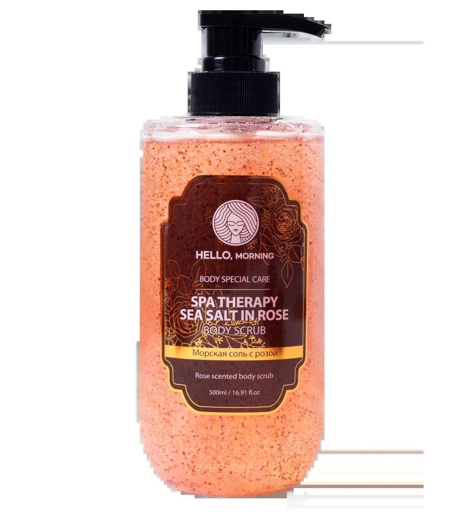 HELLO MORNING Body scrub with sea salt and rose spa therapy 500 ml