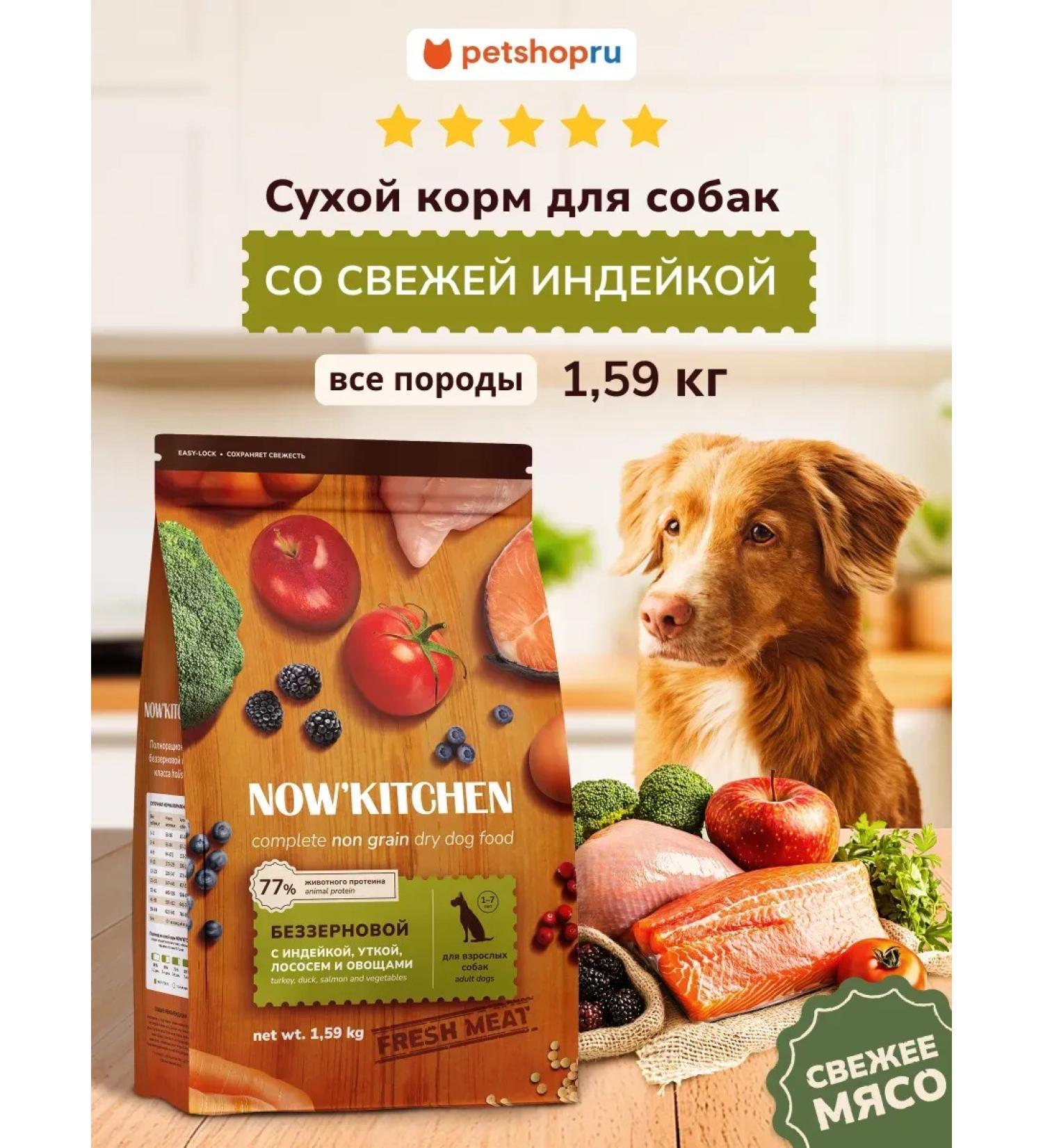NOW'KITCHEN Dog food turkey Adult Fresh Turkey Granfree 1.59 kg - Buy Online on GoSupps.com