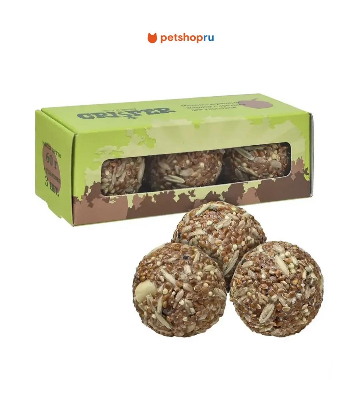 Mr Crisper Honey-grain balls for rodents with nuts 3pcs. 60g