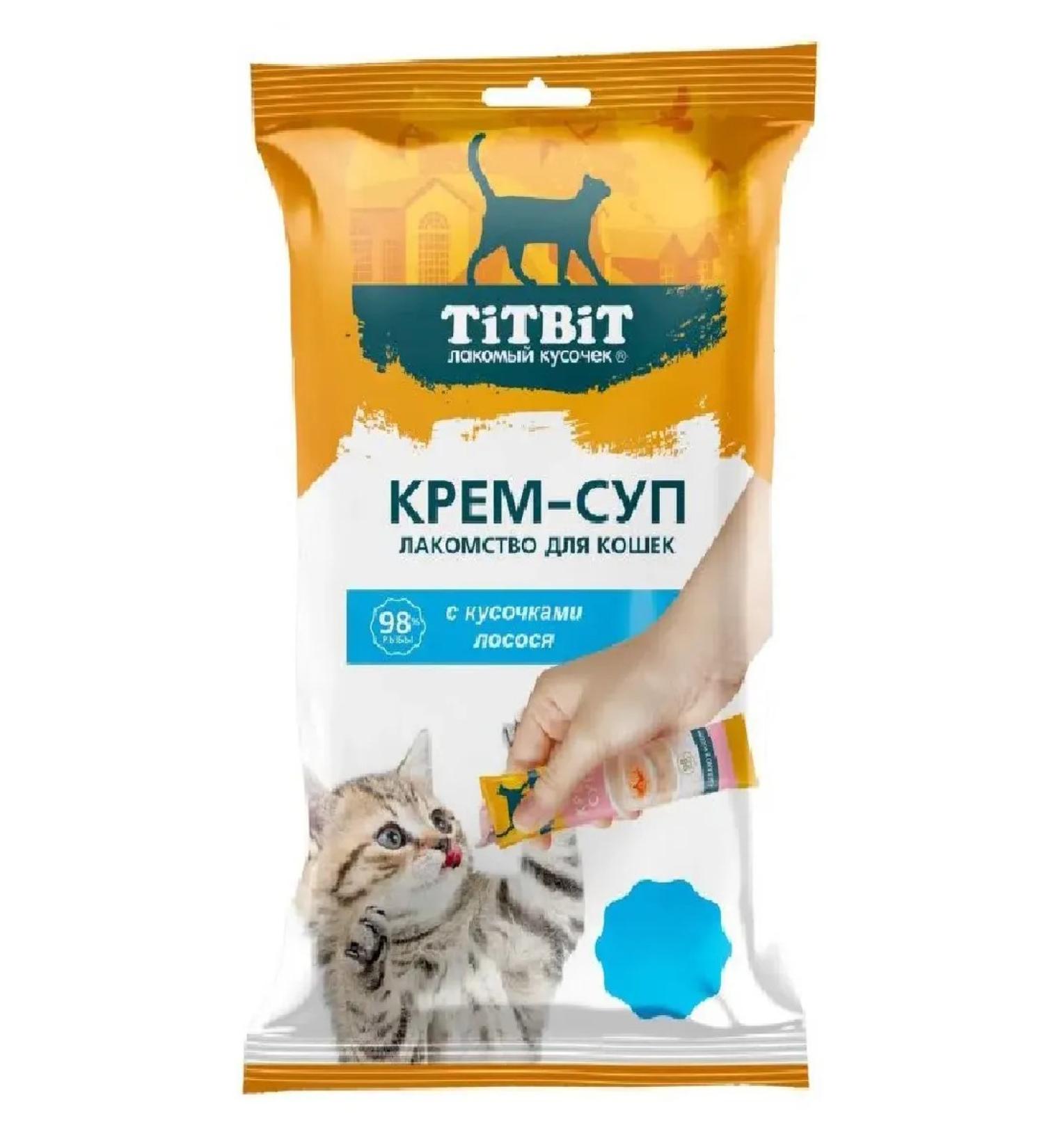 TiTBiT Cream-soup for cats with pieces of salmon 4 pcs 10 g