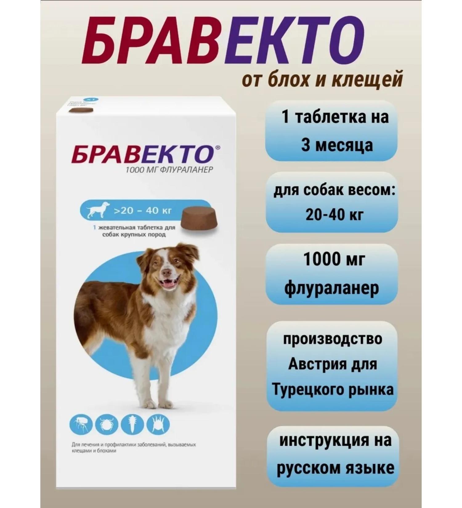 bravecto from fleas and ticks for dogs 20-40 kg - Buy Online on GoSupps.com