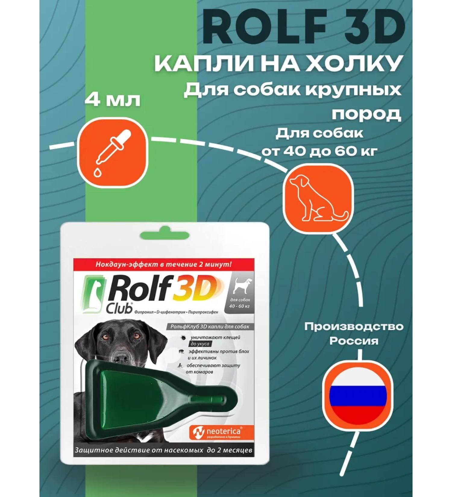 ROLF CLUB Drops from ticks and fleas for dogs 40-60kg - Buy Online on GoSupps.com