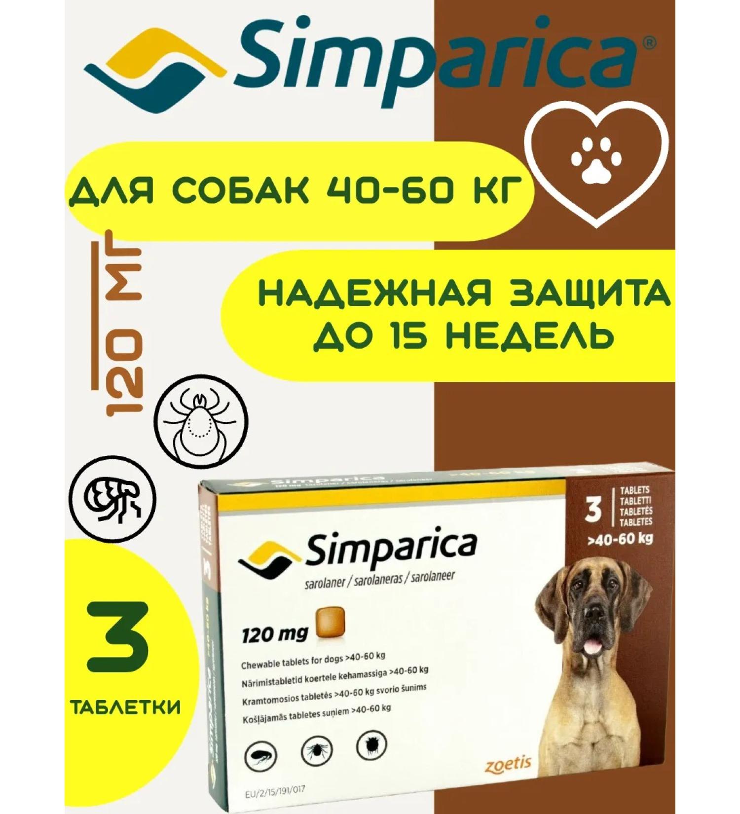 Zoetis Simparika 120 mg. 3 table. from fleas and ticks