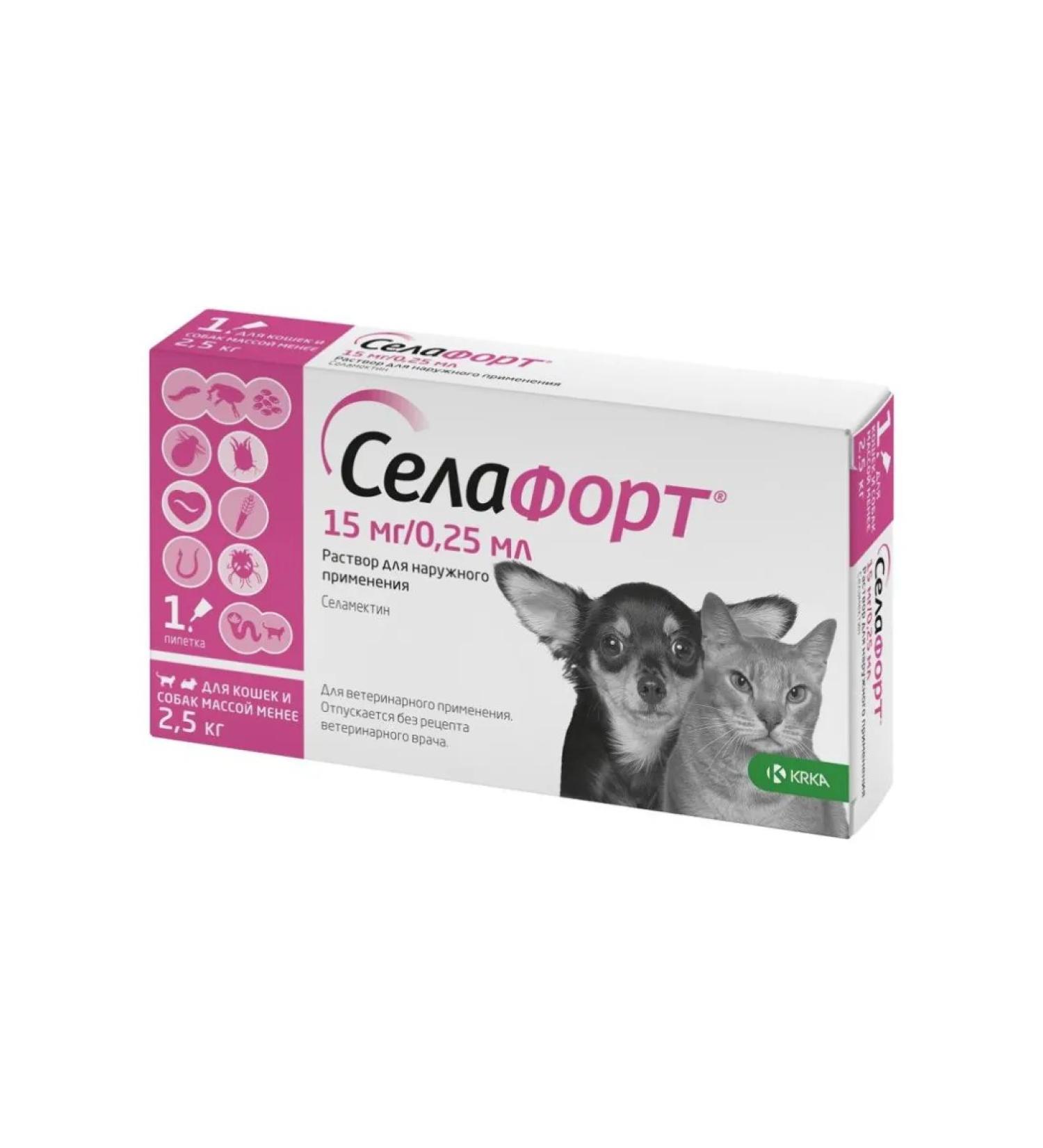 KRKA Selafort 6% 0.25 ml (15 mg) for dogs of cats up to 2.5 kg 1 pc
