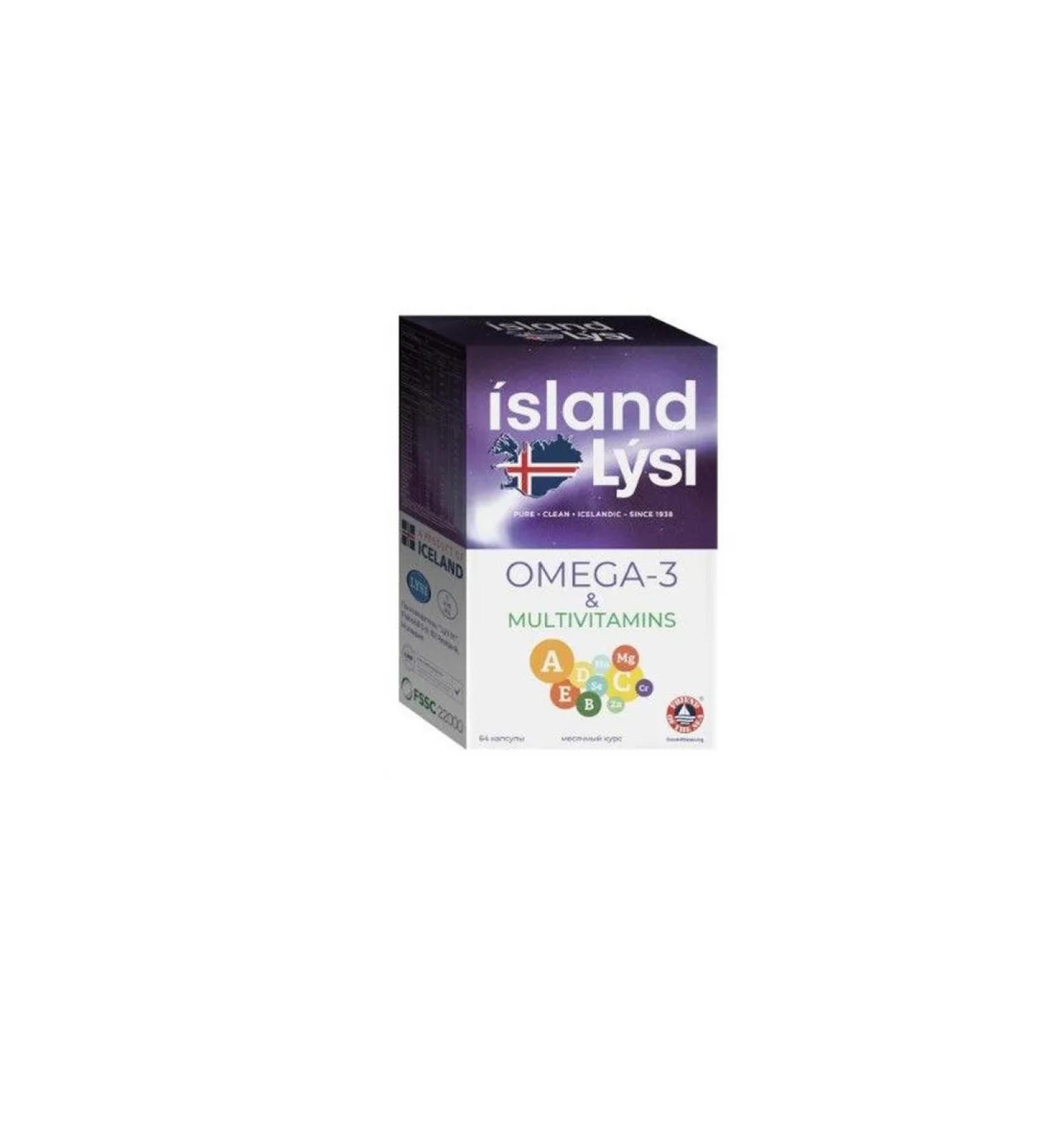 Lysi omega-3 and multivitamins capsules 64pcs