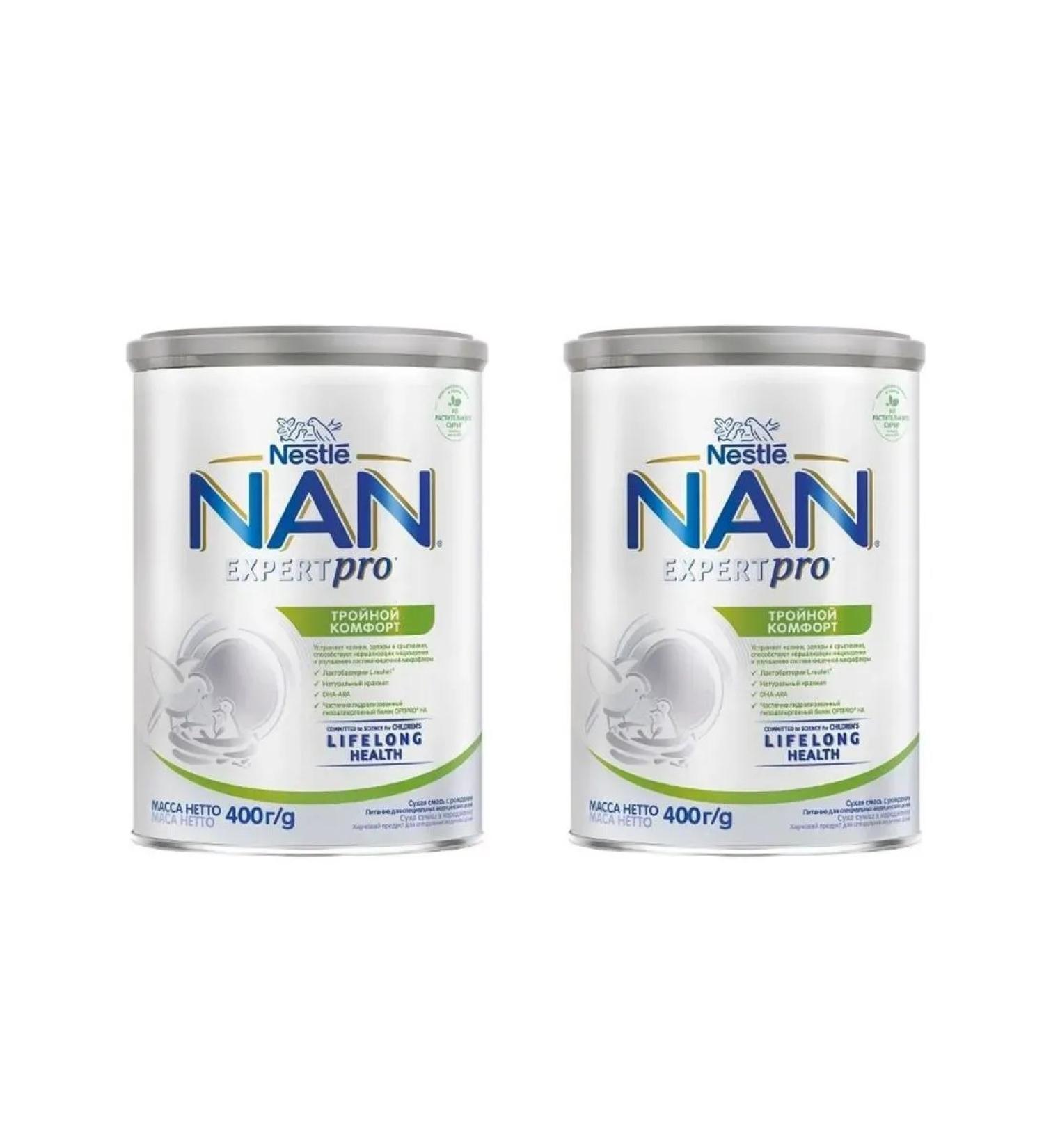 NAN triple comfort mixture dry D children from birth 400.0 2 pcs - Buy Online on GoSupps.com