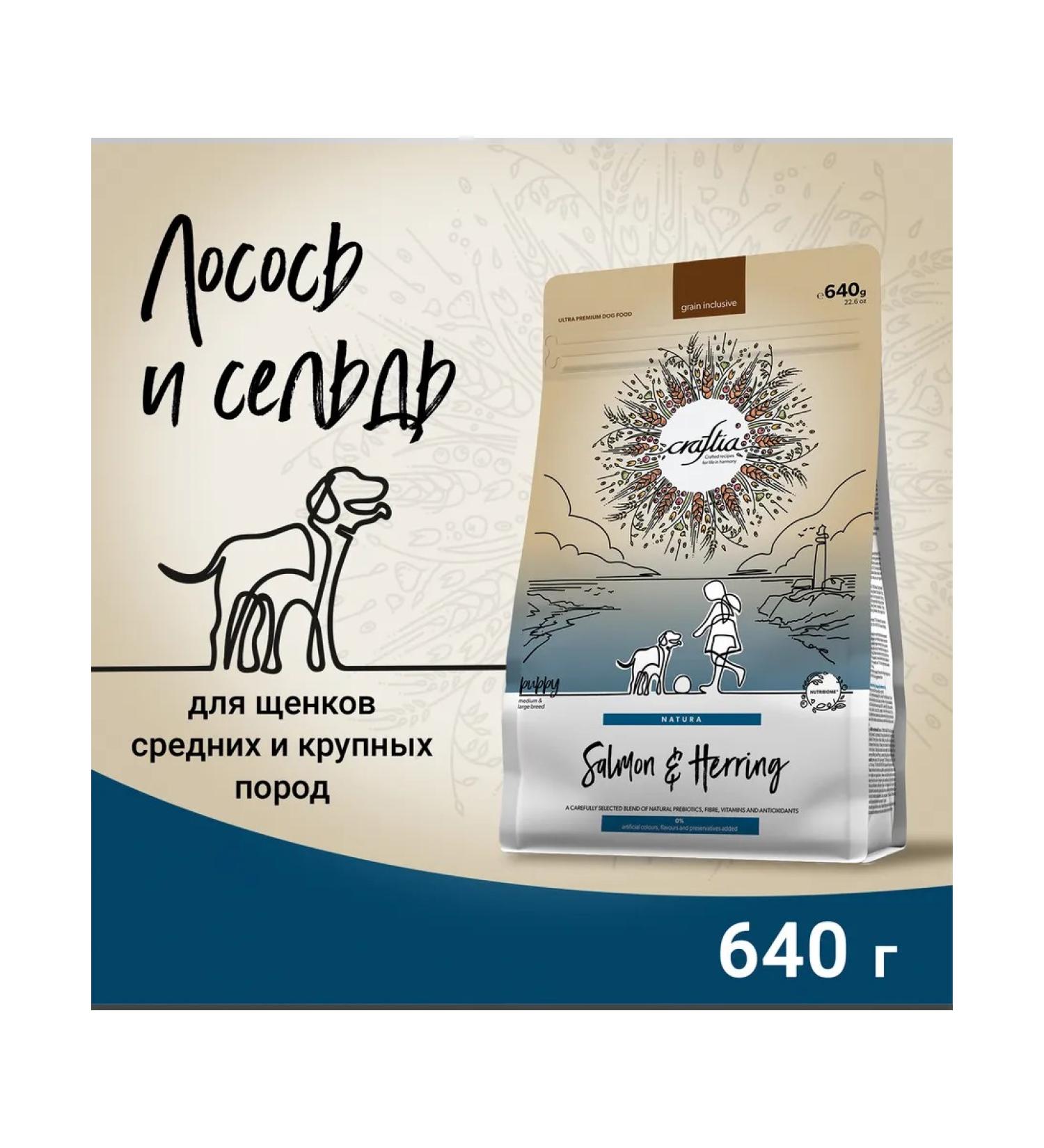 CRAFTIA NATURA dry food for medium and large breed puppies made from salmon and herring 640 g - Buy Online on GoSupps.com